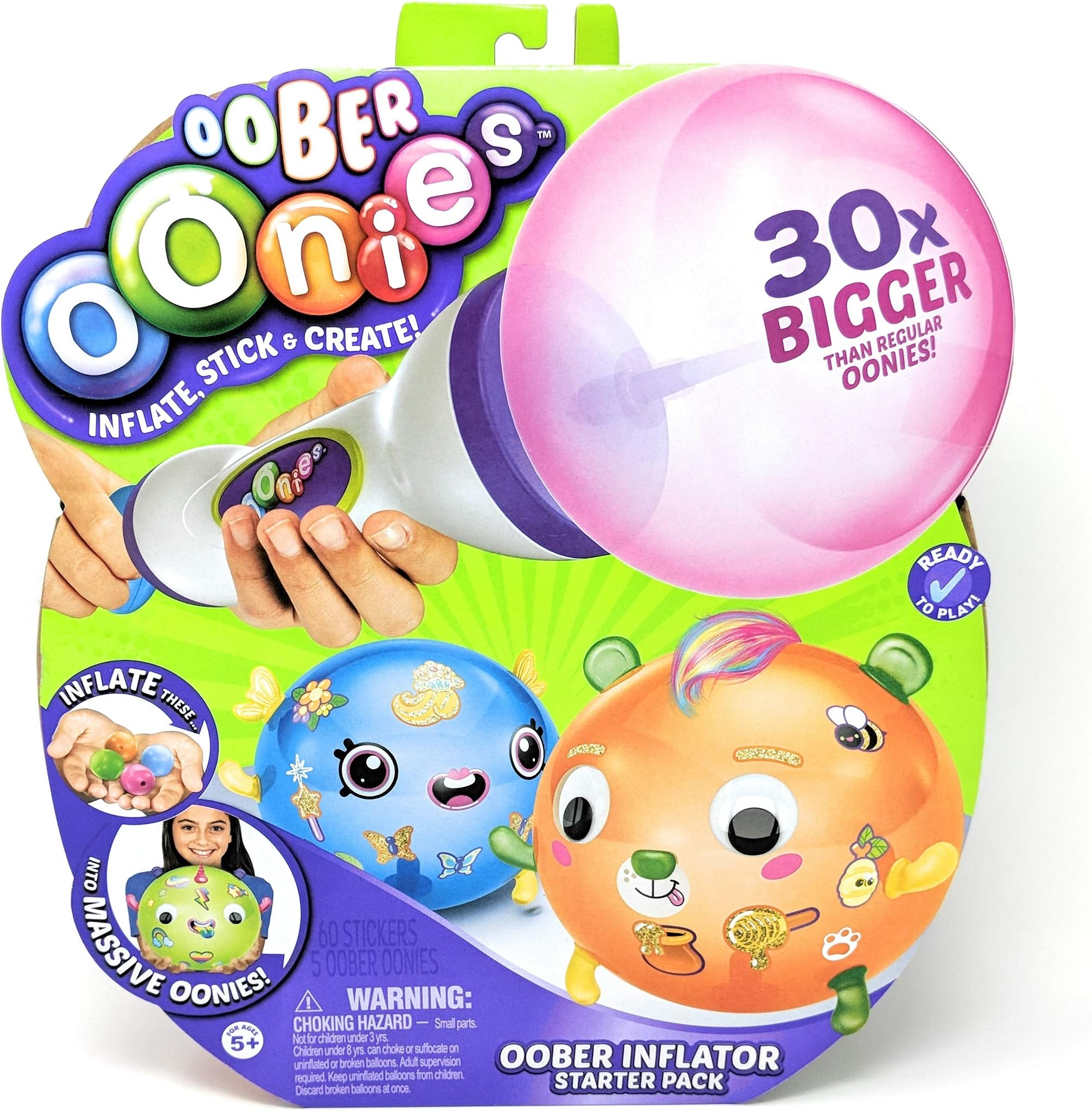 Oonies Oober Inflator Starter Pack + 3 Theme Refill Packs Bundle