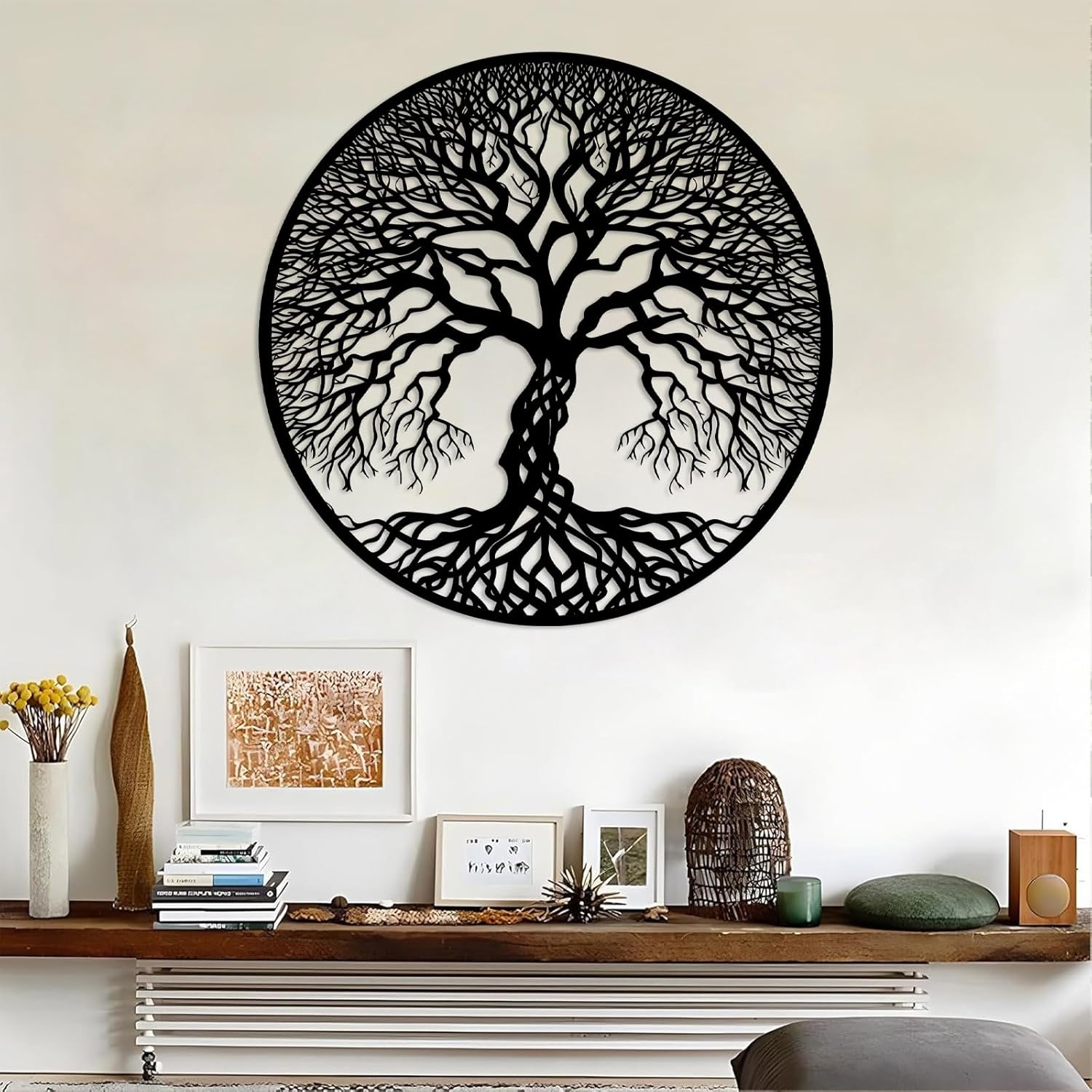 YDONVTI Tree of Life Metal Wall Art, Tree of Life Wall Art, Metal Branch artwork, Family Trees Wall Decor, Nature Hanging, Home Decor for Living Room, bedroom (Gold, 19x19in/ 47x47cm)