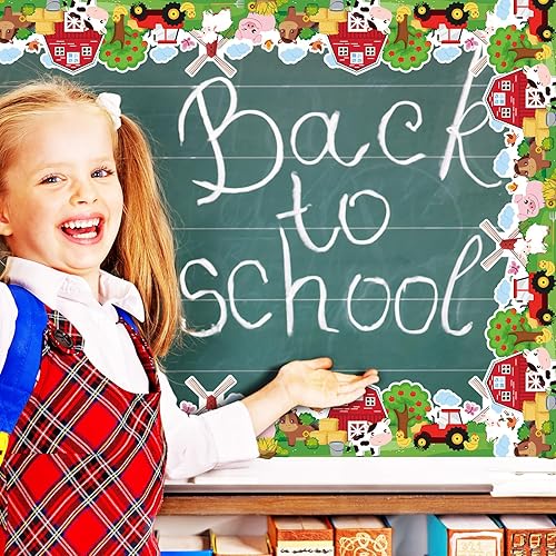 Miniatura 4 de JarThenaAMCS Rollo de tablero de anuncios de animales de granja de 32.8 pies con borde troquelado para decoración escolar de pizarra escolar