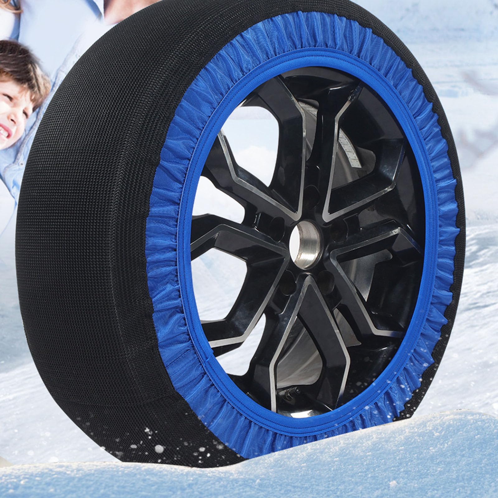Lot de 2 paires de chaussettes à neige universelles pour pneus de voiture, SUV et camions - Solution antidérapante offrant une traction sûre - Chaînes à neige textiles
