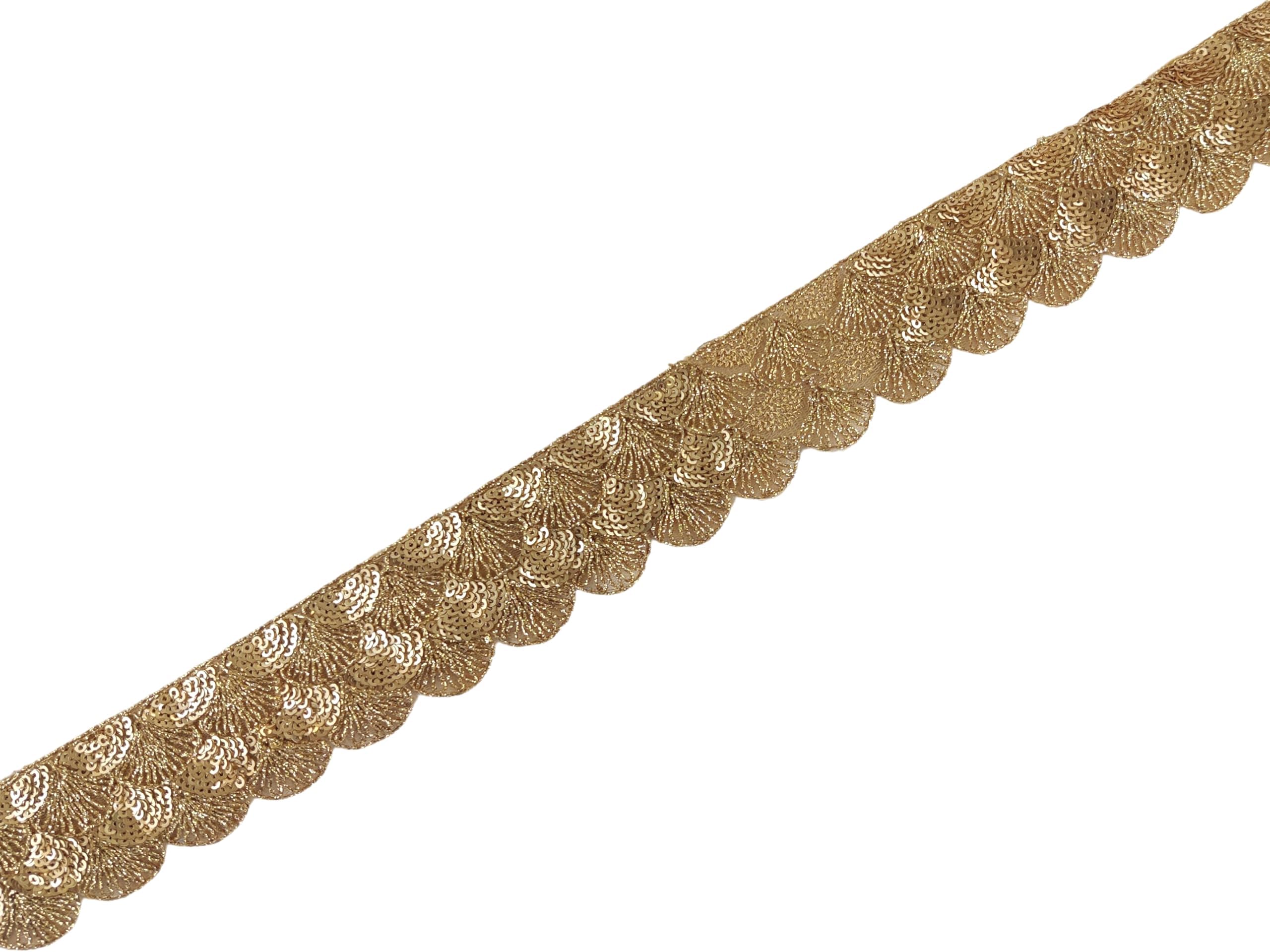 Embroidered Indian Trim - 3 Yards - Gold Sequin Lace - by Craftbot