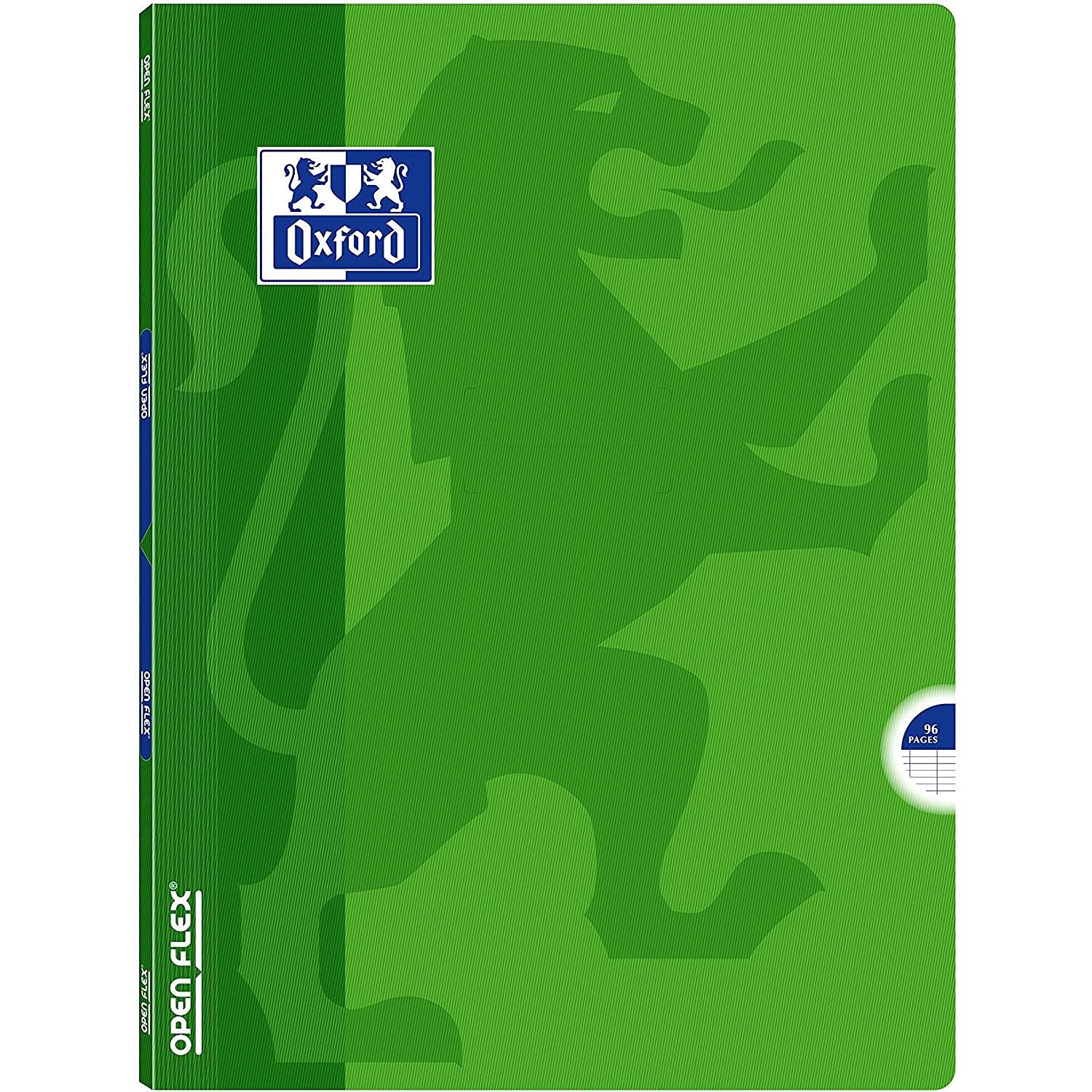 OXFORD Lot de 5 Cahiers OPENFLEX agrafé 24 x 32 cm 96 pages grands carreaux 90g vert