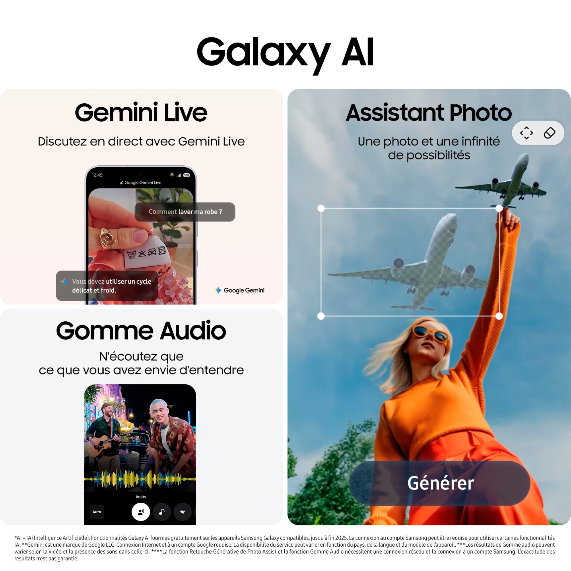 Samsung Galaxy S25 FE, Smartphone Android 5G avec Galaxy AI, 256 Go, Chargeur secteur rapide 25W inclus, Smartphone déverrouillé, Blanc, Version FR