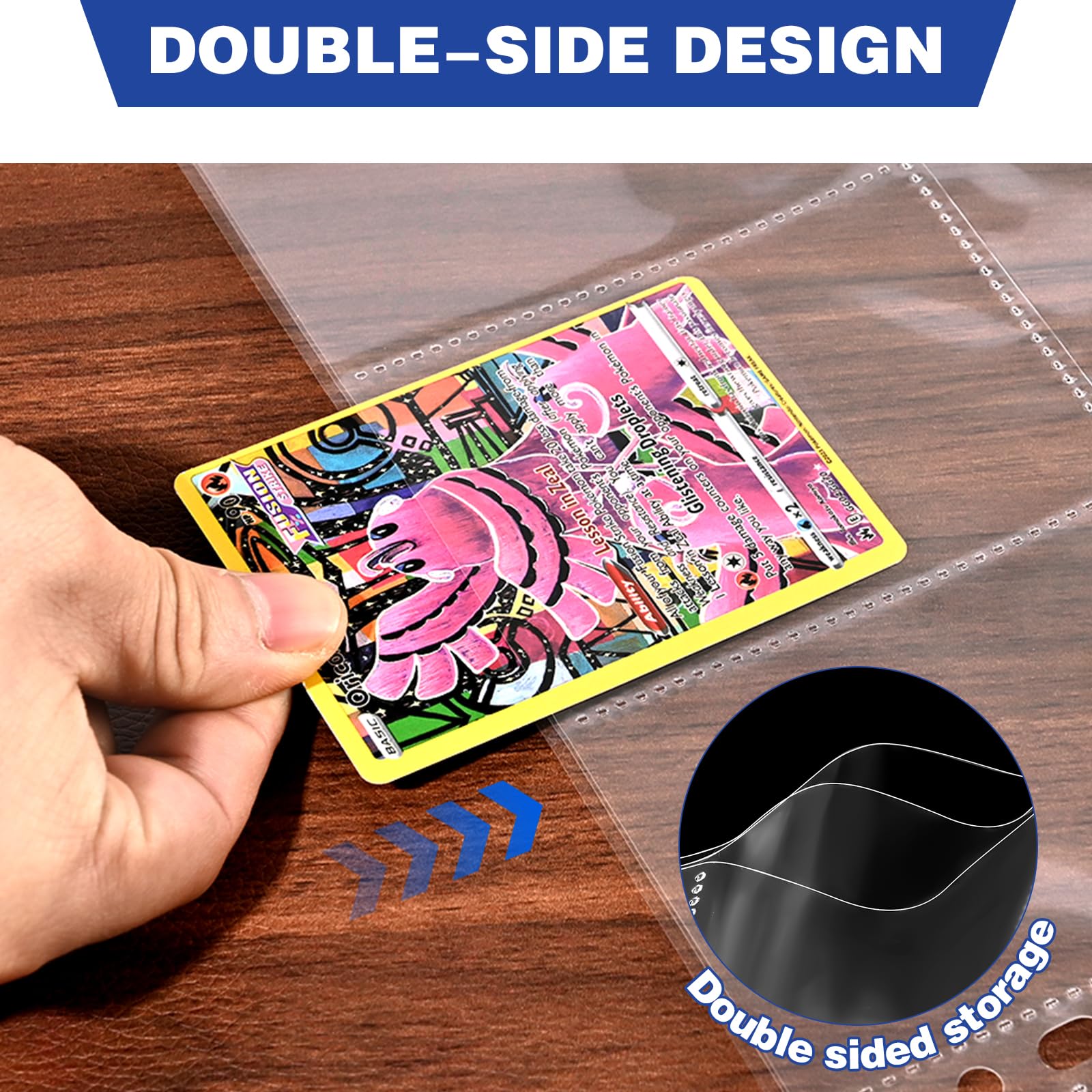 42 Pack 9 Pocket Double Side Card Sleeves Binder Sheets, Holds 756 Cards, Trading Card Binder Sleeves for 3 Ring Binder, Card Sleeve Pages for Baseball, Football, Business, TCG, Kpop Cards