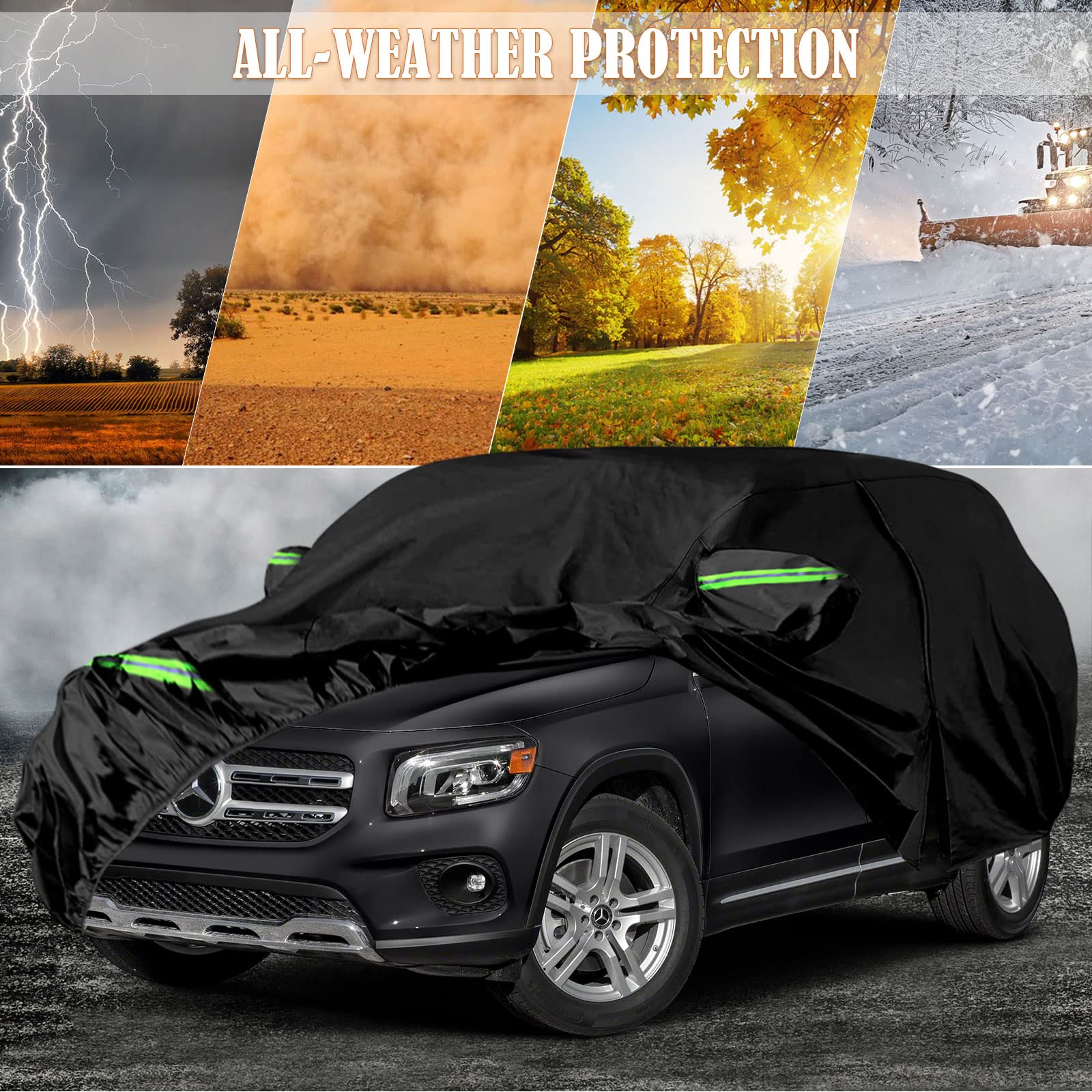 Waterproof Car Covers Replace for 2019-2025 Mercedes-Benz GLB, 6 Layers All Weather Car Cover with Zipper Door & Windproof Bands for Snow Rain Dust Hail Protection(GLB)
