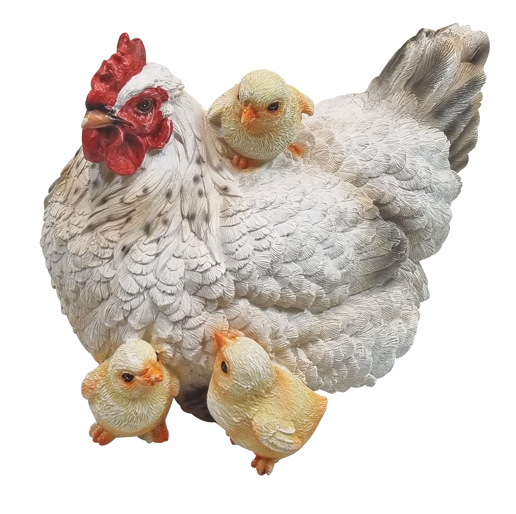 Dekofigur Henne Huhn Louise mit Küken lebensechte Tierfigur