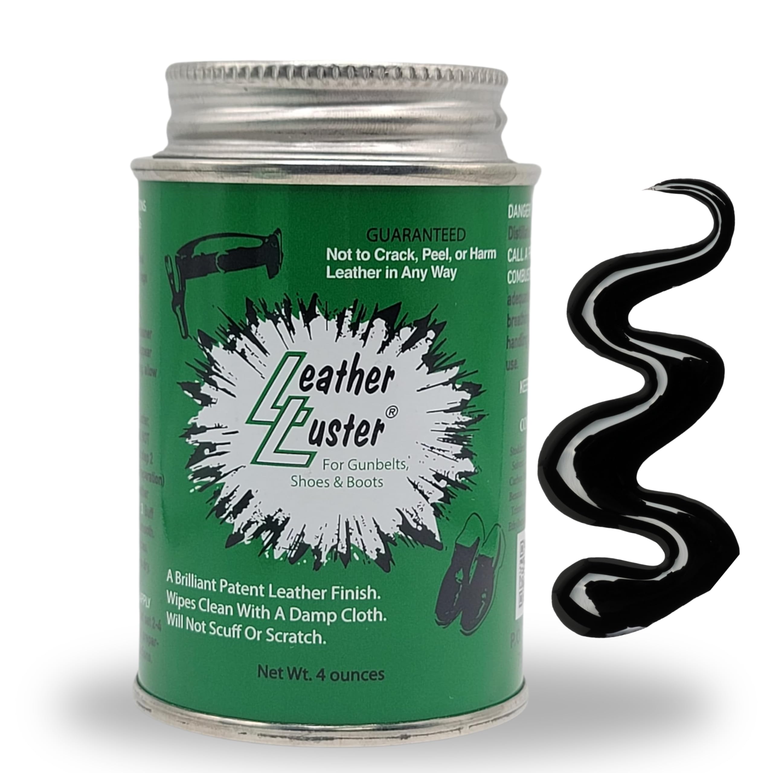 Leather Luster Patent Leather Polish, Cleaner and Conditioner | Made in the USA - Black Polish 4oz