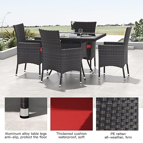 Kullavik 5Piece Outdoor Dining Set,AllWeather Wicker