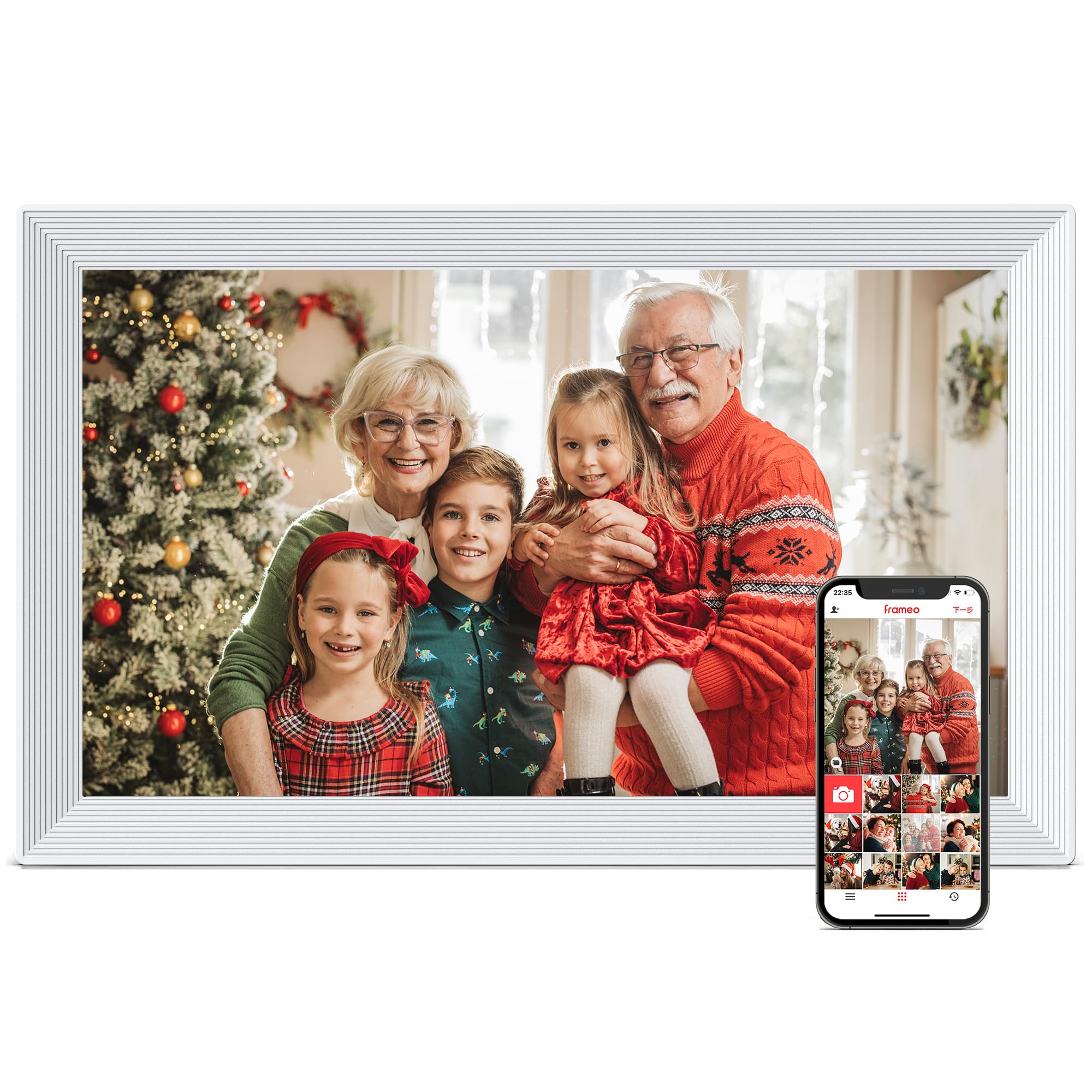 Digital Picture Frame WiFi, 15.6 Inch Frameo Digital Photo Frame, 32GB Memory, 1920*1080 IPS HD Touch Screen, Auto-Rotate, Share Pictures Video Instantly, Gift for Mom, Wedding, Birthday, Anniversary