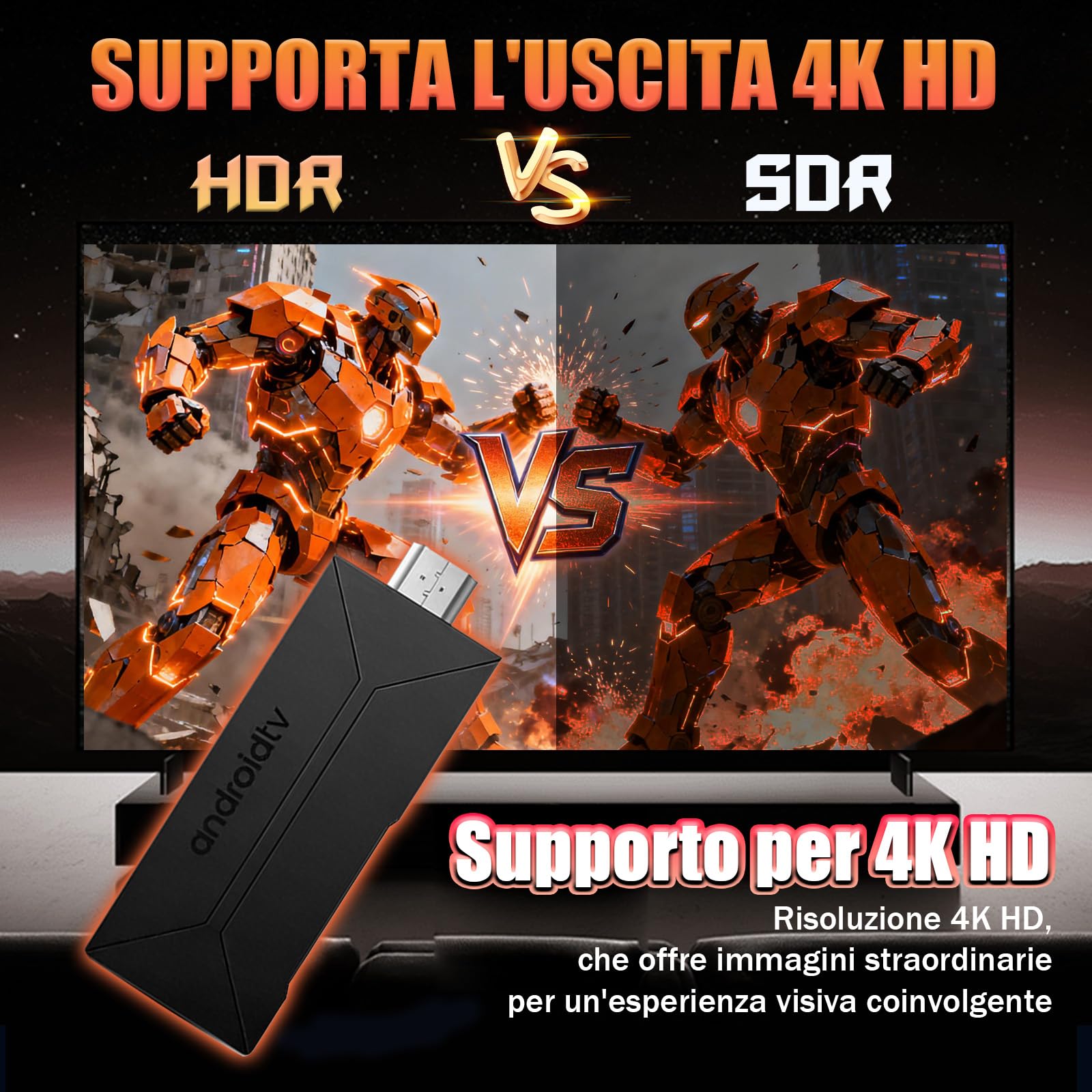 H8 Android TV Stick 16.0, Smart TV Stick HD, Processore Quad-Core H313, 2 GB RAM, 16 GB ROM, Supporta WiFi, Dispositivo TV Android Plug-and-Play per Home Theater e Viaggi
