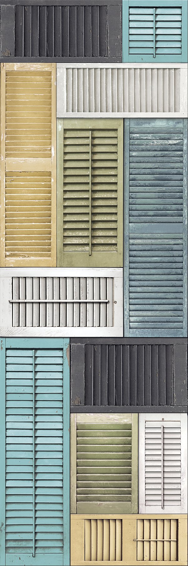 BHF 2701-22358 "Reclaimed Salvaged Shutter Mural - Blue