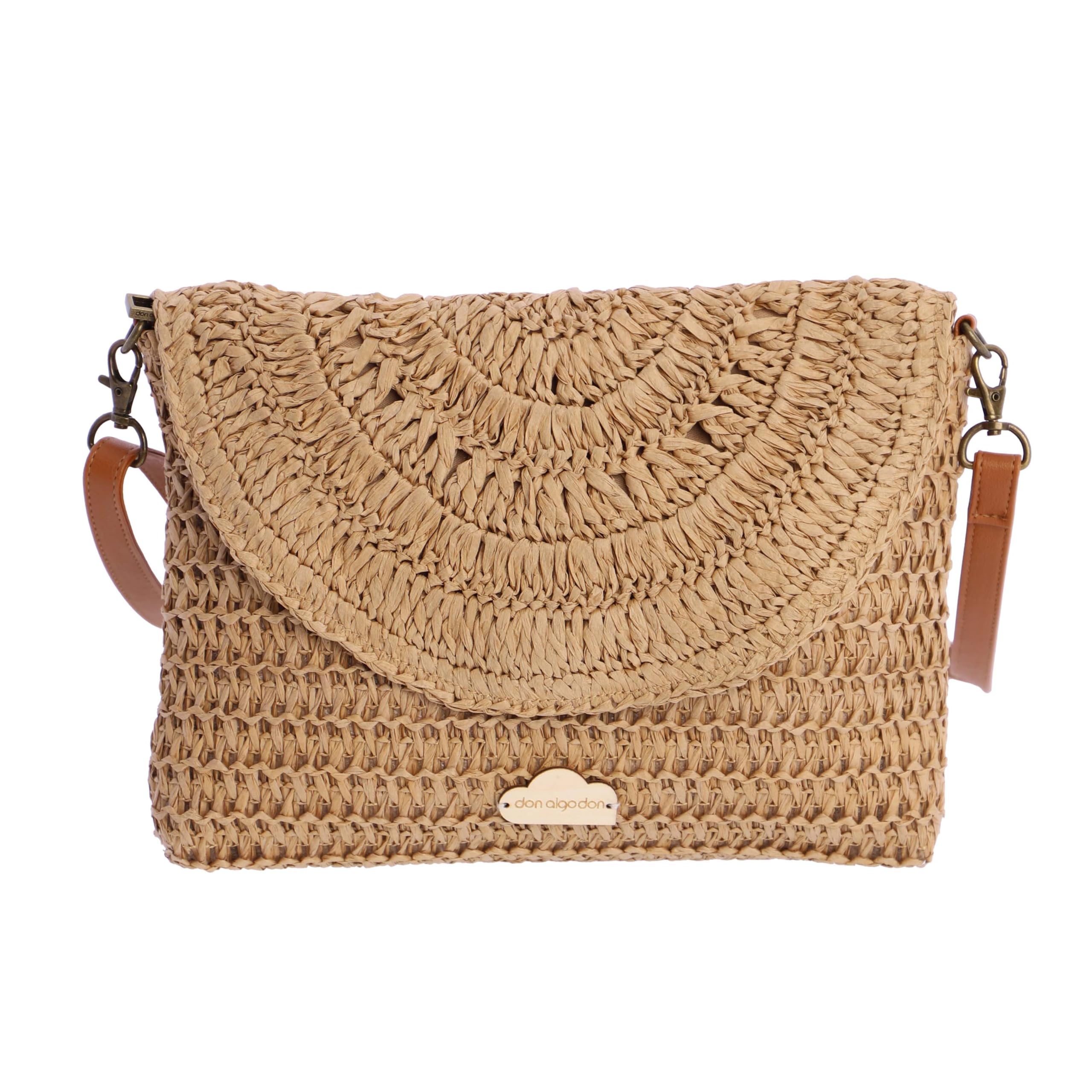 DON ALGODON Leira, Bandolera Mujer Playa Verano-Bolso Rafia