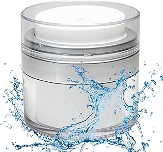 Cosmetic Container Airless Pump Jar 1.7oz - Leak Proof Moisturizer Pump Dispenser - Shock Proof Push Down Pump Dispenser - Travel Size Acrylic Moisturizer Container with Pump for Creams Gels & Lotions