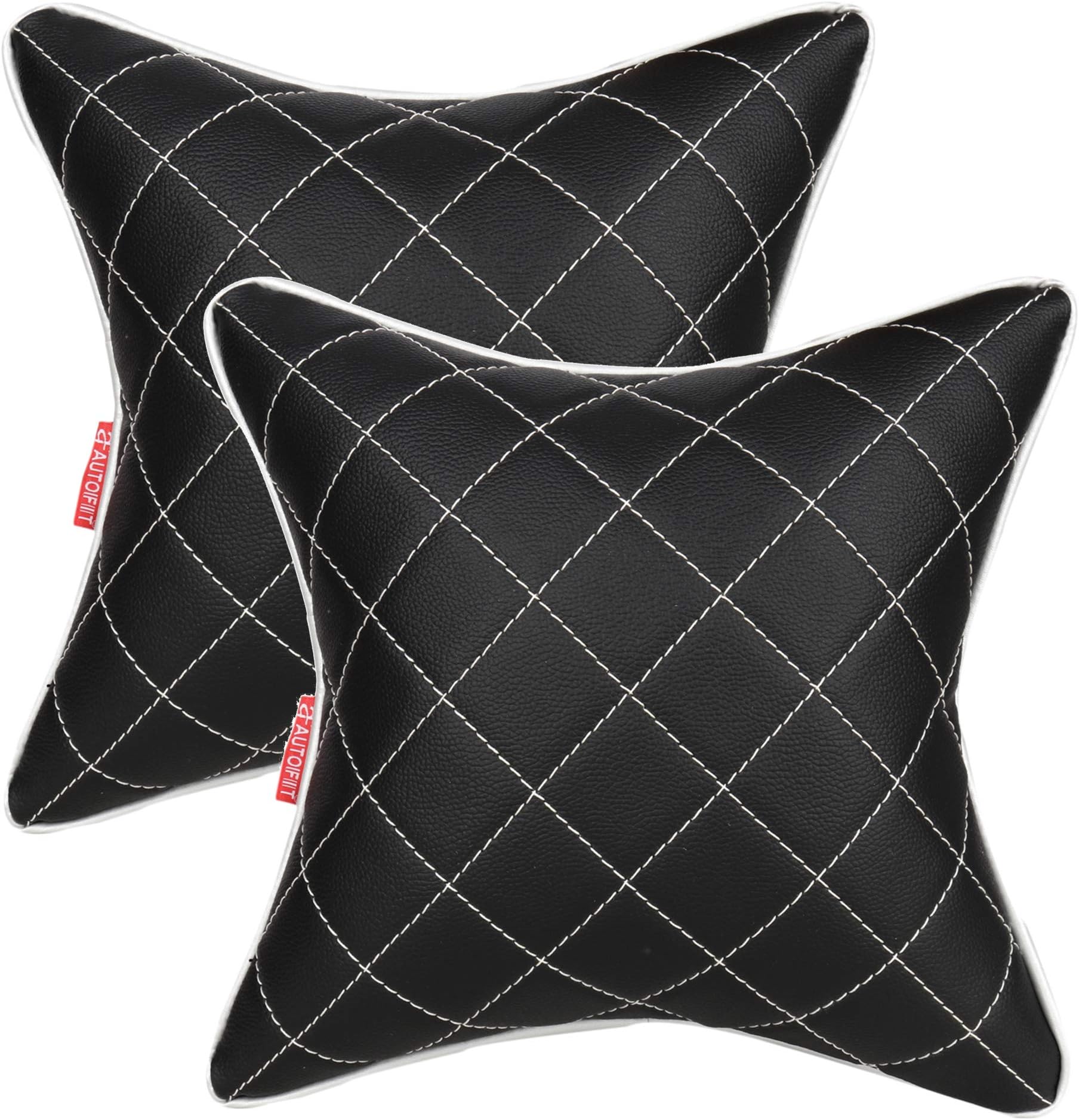 - Double Quilted Car Cushion Combo Set Universal for All Cars (Set of 2 Pieces) Black and Silver