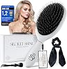 Secret Shine Extensions Brush - Wild Boar Bristles & Keratin Pens, Anti-Frizz, Gentle Without Pulling, Ideal for Tape-In, Bonding & Clip-In Extensions (White)