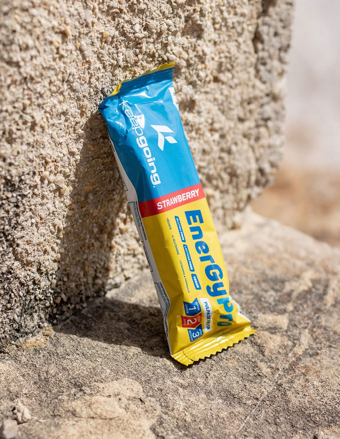 Keepgoing - Barritas Energéticas Naturales EnergyPro de Fresa 24 uds x 40g | Textura de Gominola para Ciclismo y Running | Barritas Energéticas de Pulpa de Fruta | Alto Aporte Energético