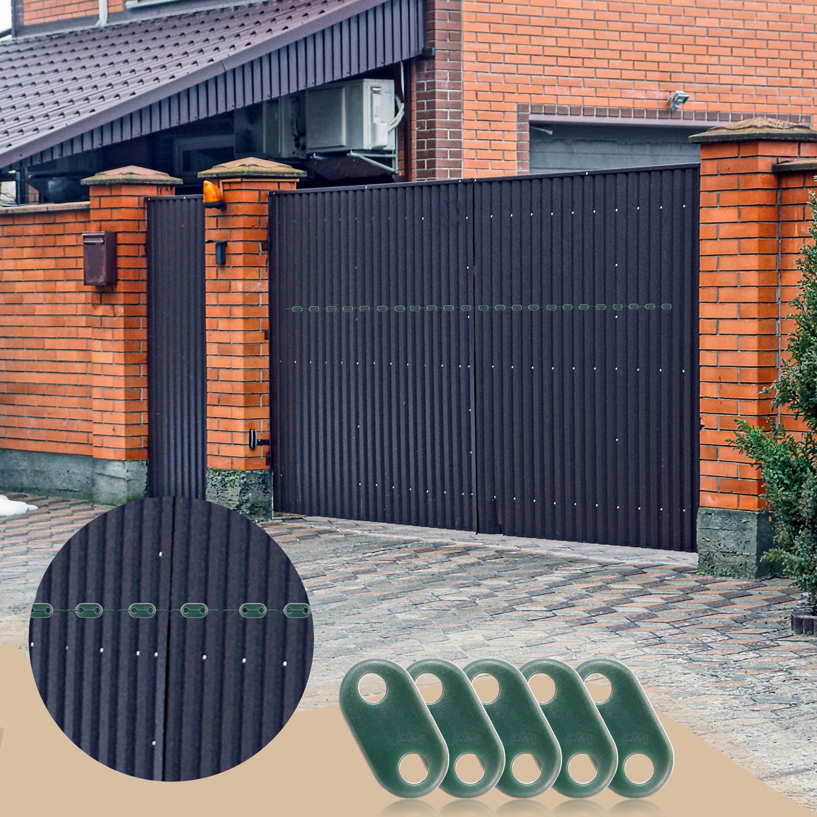 Photect Kit de Fijación de Valla Fijación de Pantallas PVC de Privacidad Kit de Montaje de Pantalla de Jardín Impermeable 100 Clips de Montaje de Pantalla de Jardín y 100 Bridas de Cable(Verde)