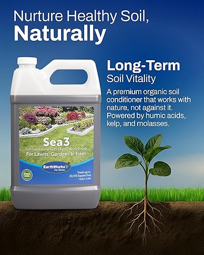 Miniatura 2 de Sea3 - Acondicionador de suelo  Fertilizante líquido orgánico con ácidos húmicos, algas y melaza para céspedes más saludables, jardines vibrantes y
