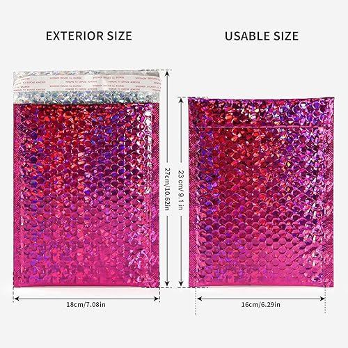 Miniatura 2 de Ech.Apr 30 sobres de burbujas holográficos acolchados metálicos de 7 x 11 pulgadas, sobres de envío, sobres acolchados de polietileno, sobres