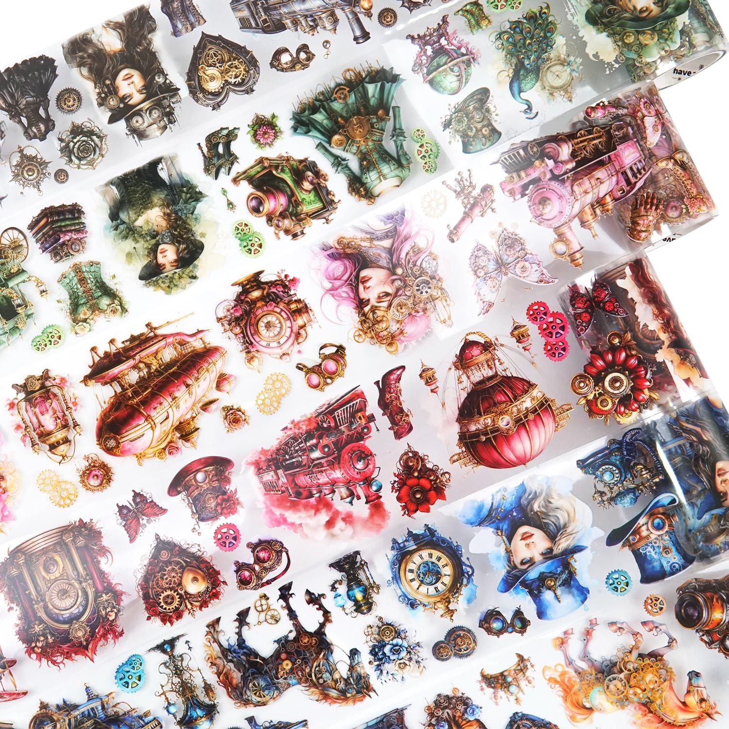 Punk City PET Tape Set, 6 Rolls of Steampunk Ephemera for Junk Journaling, Scrapbooking, Crafting, DIY Projects, Diaries, and Art Supplies