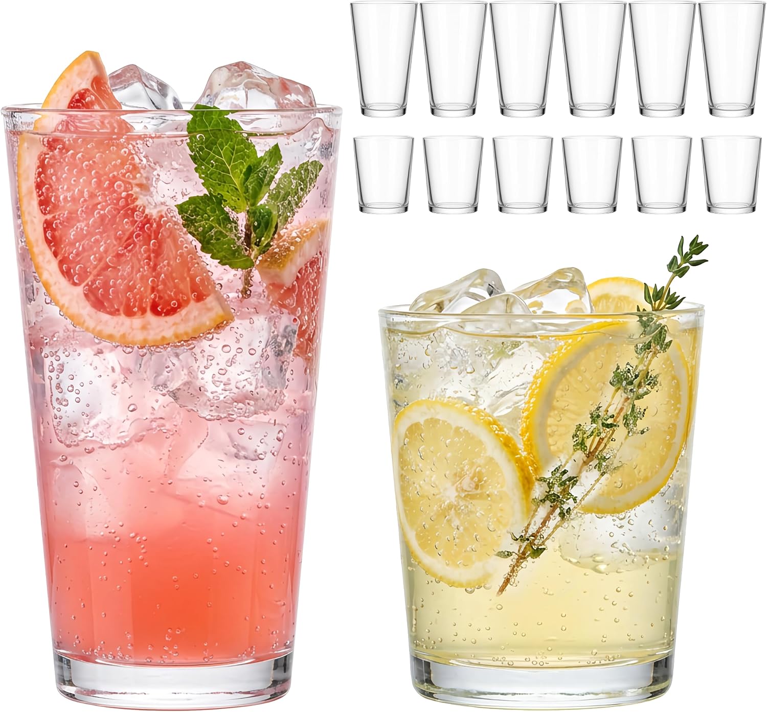 Moretoes Everyday Drinking Glasses Set of 12 Glass Cups Set