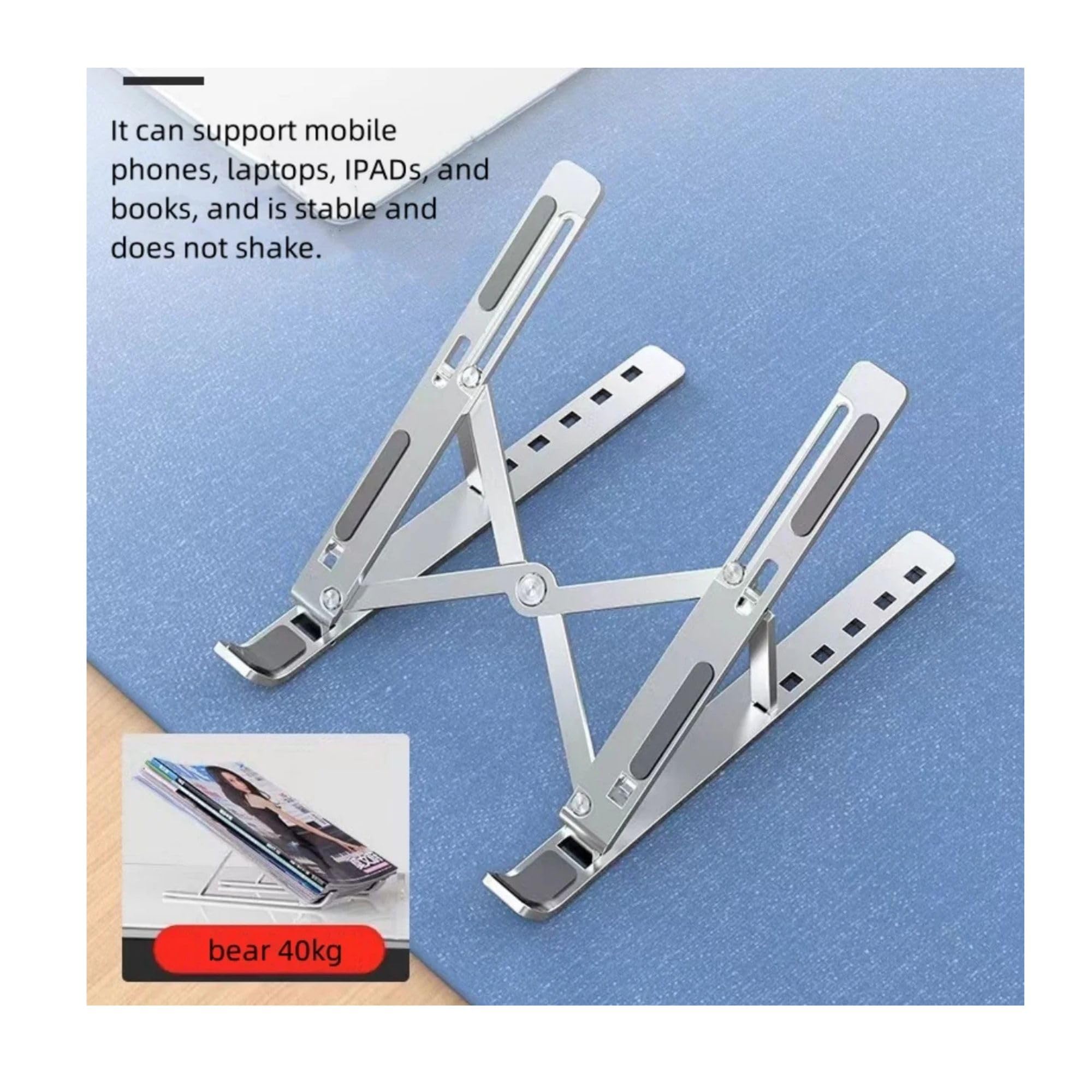 HUMAIZAR Foldable Aluminium Laptop Stand – Ergonomic Adjustable Laptop Holder, Portable Tablet Stand, Cooling Design, Anti-Slip Stable Stand for Work, Study, Travel | Gift for Students & Girls 4