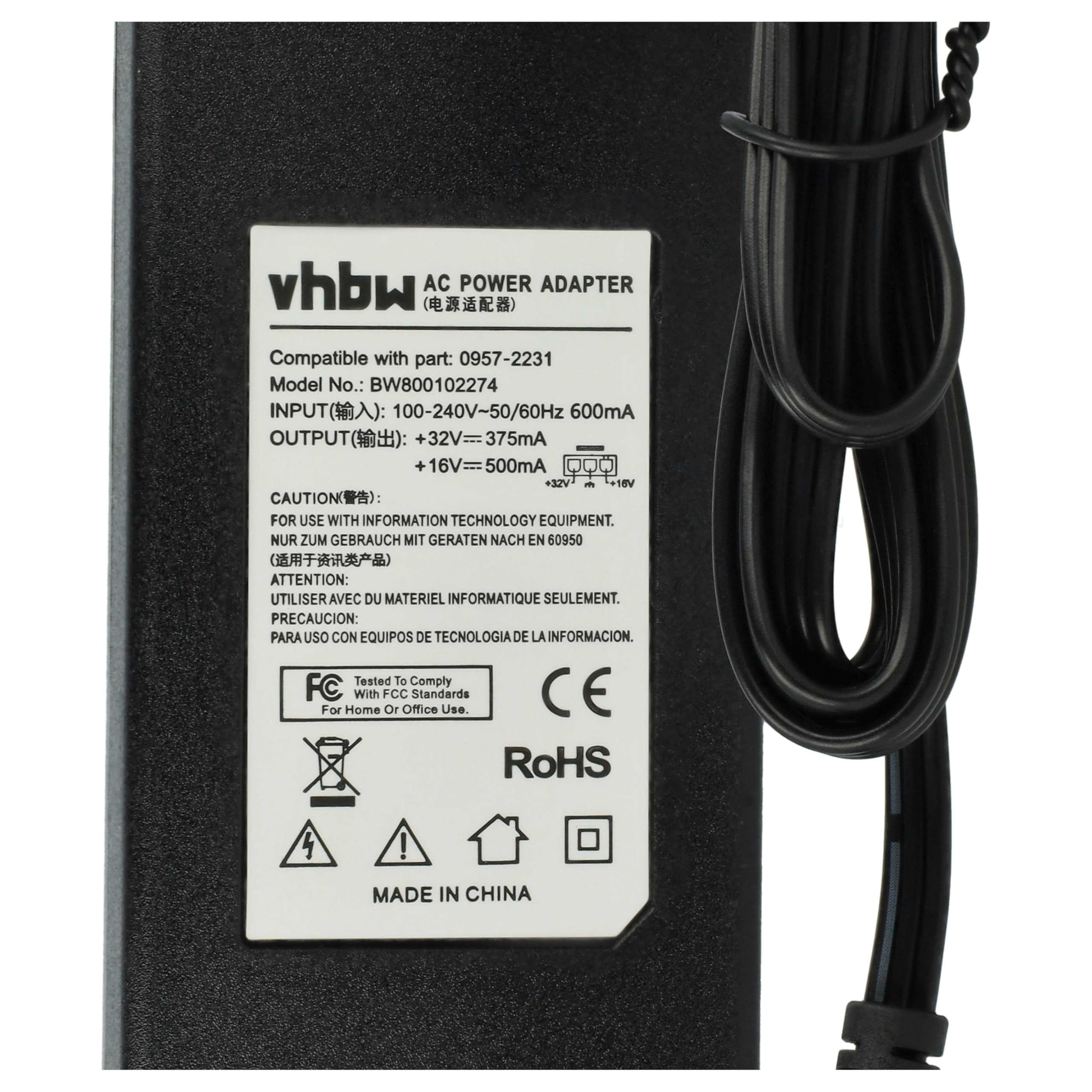 vhbw Fuente alimentación CA/CC Compatible con HP Photosmart C4210, C4240, C4250 Impresora - 200 cm