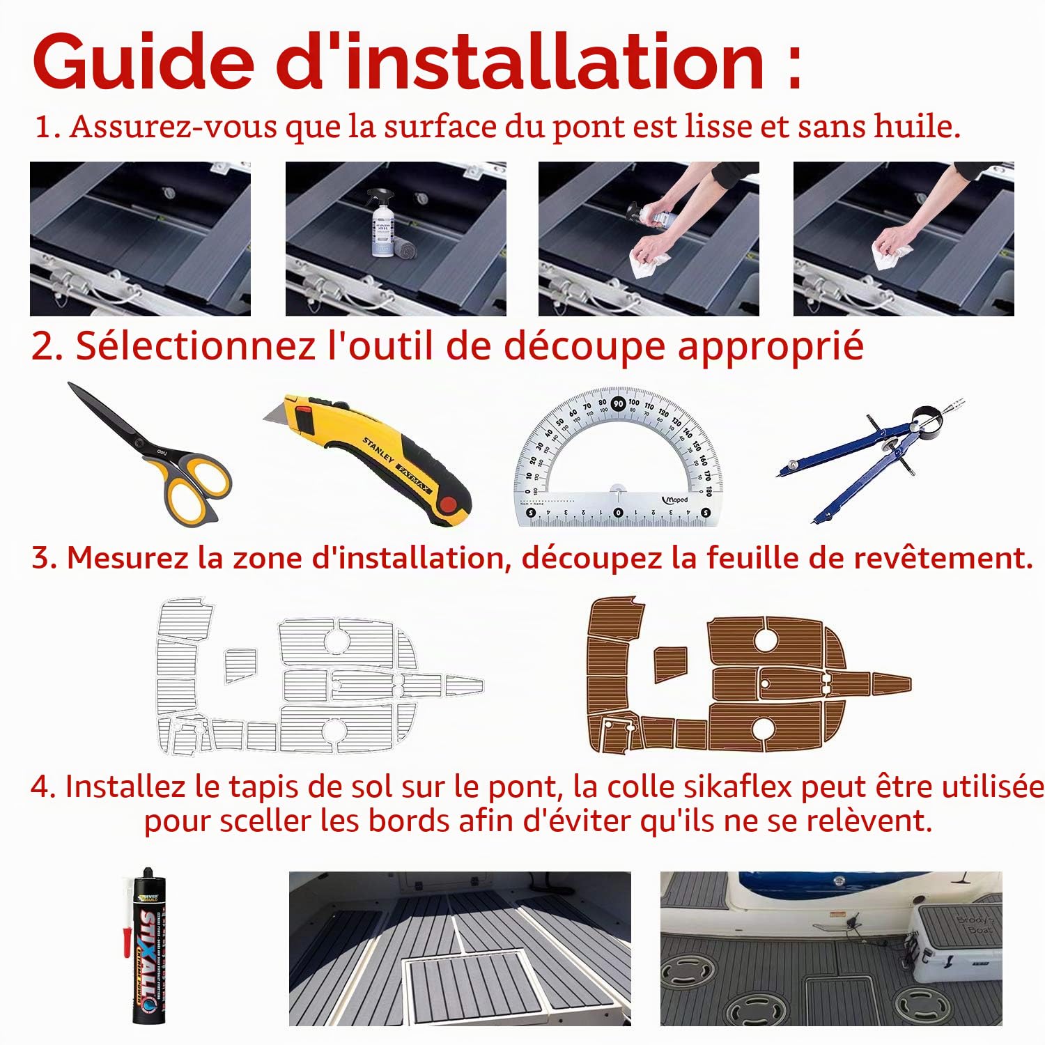 Teck Bateau Revêtement de Sol pour Bateau Mousse EVA, Antidérapant, Imperméable, Résistant aux Hautes Températures Marine Tapis de Sol Couvert pour Yacht