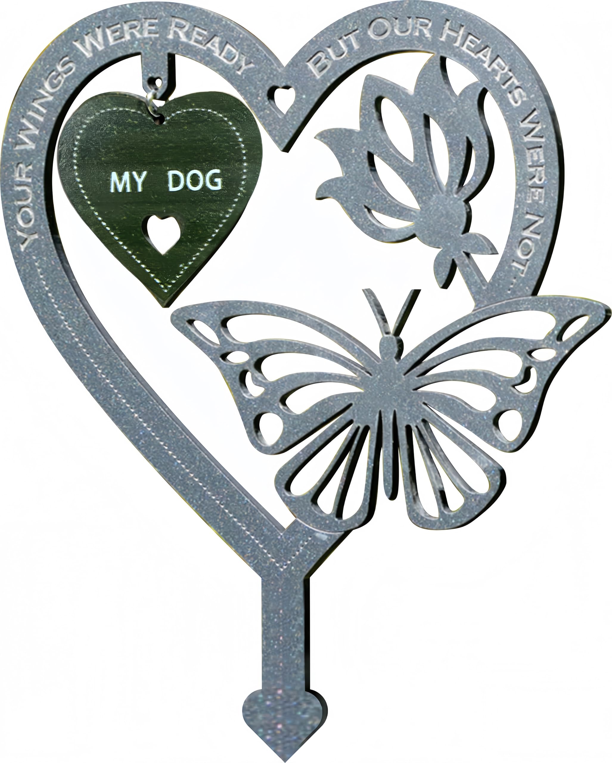 Garden Memorial Plaque for Dog Grave Memorial Stake marker Ornament Dog Weatherproof Inserted Stakes Yard Sign Garden Heart Shaped With Butterfly Flower Signs Present โ image 1