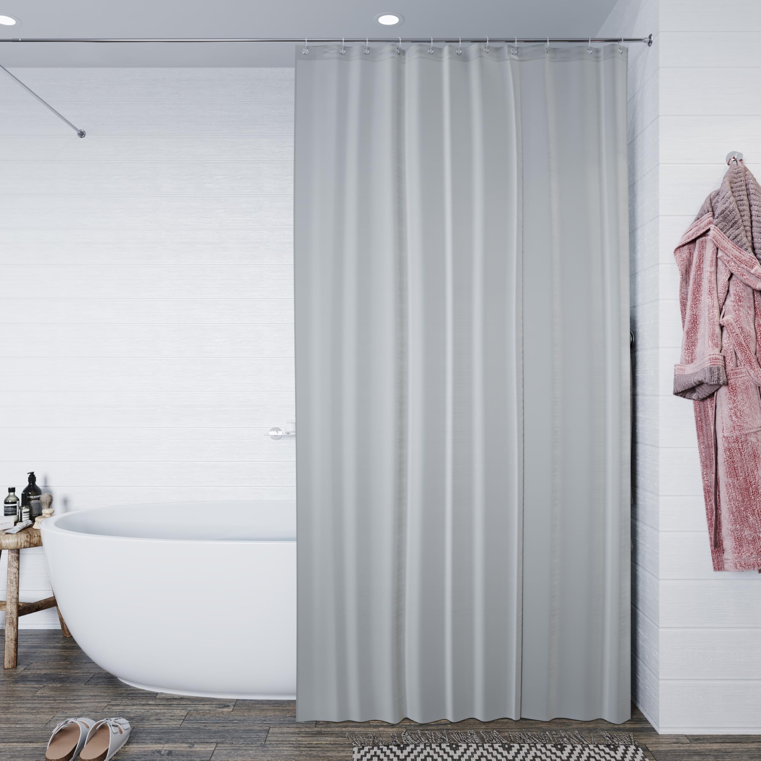 Croydex Grey Textile Shower Curtain from B&Q