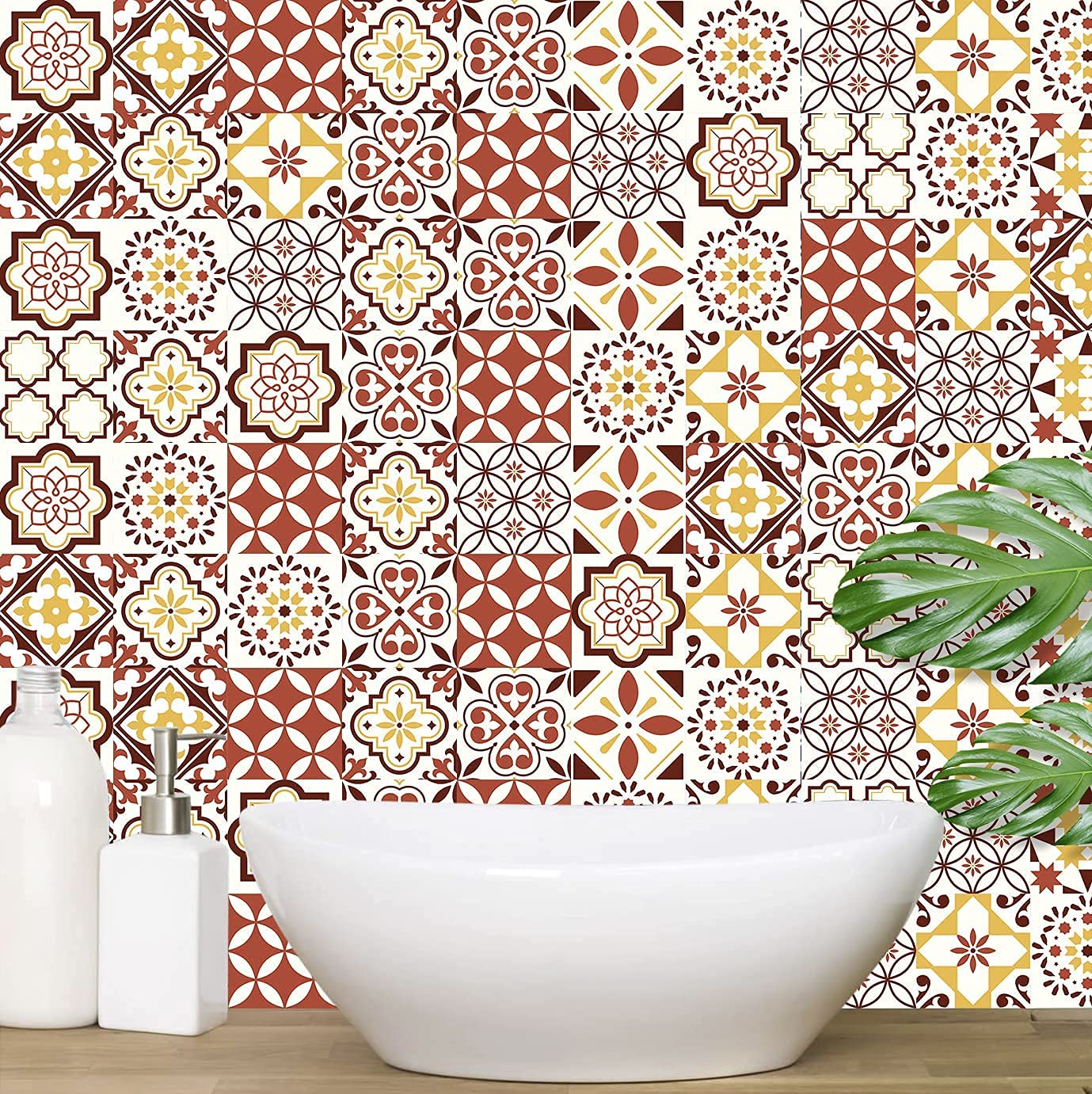 GRAPHIX DESIGN Moroccan Tile Stickers for Kitchen Backsplash Bathroom Floor Wood Glass Stick Home Decor Furniture (A, 6X6 Inch) 4