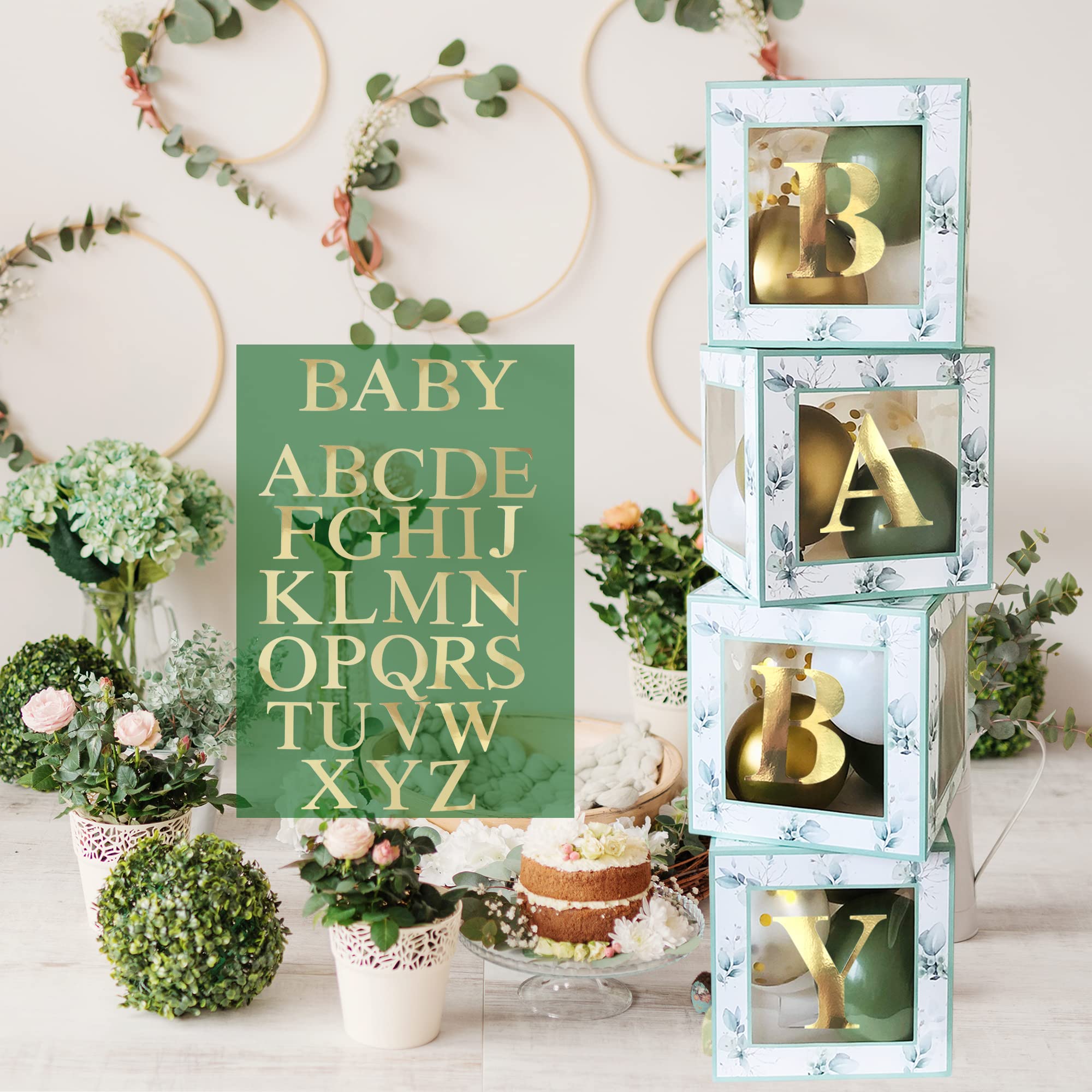Buy Sage Green Baby Shower Decorations 4pcs Balloon Boxes Blocks with