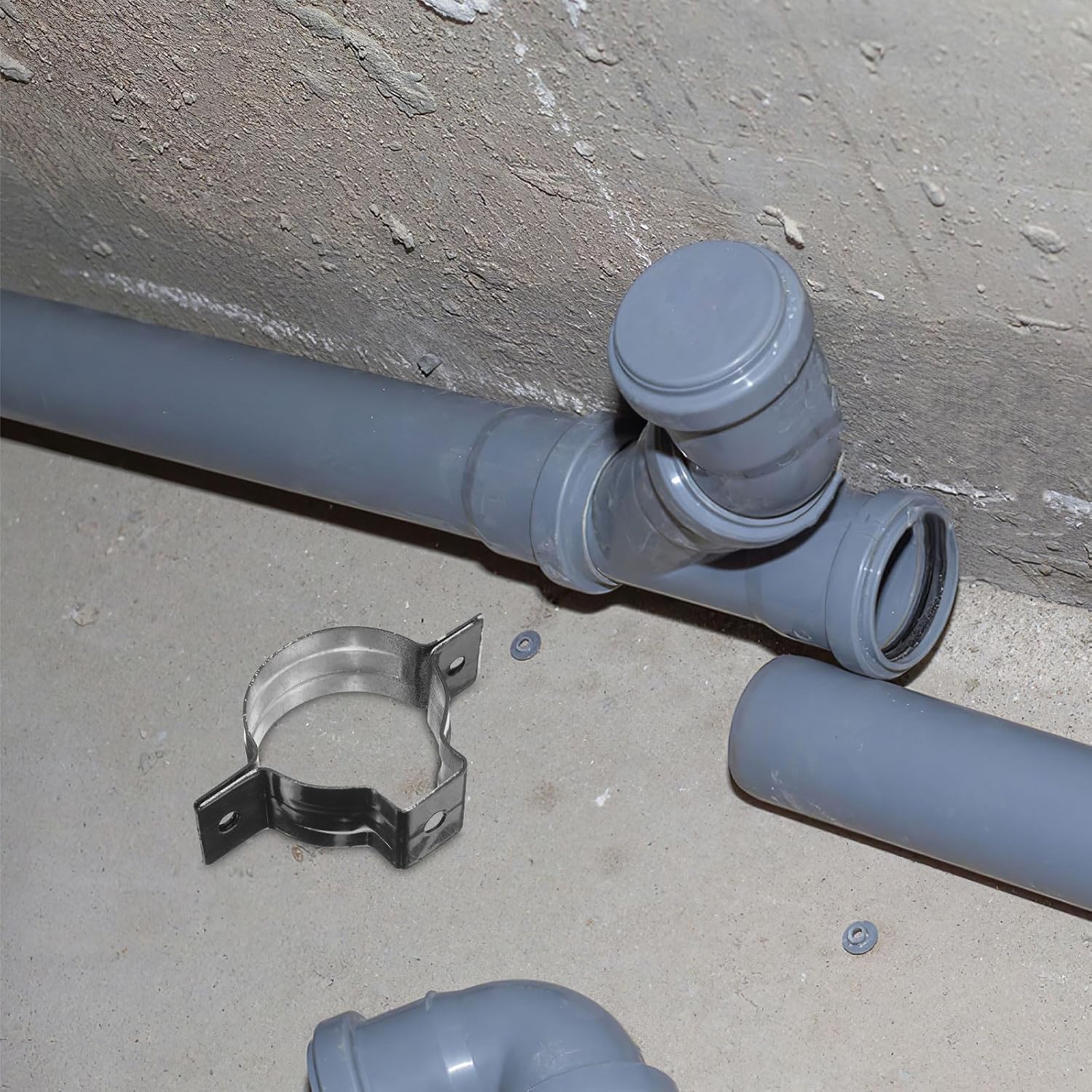 2pcs Aluminum Alloy Vertical Pipe Support Bracket for Downspout and Rainwater Pipe round Shape Reduces Risk of Leaks for Exterior Wall Mounting