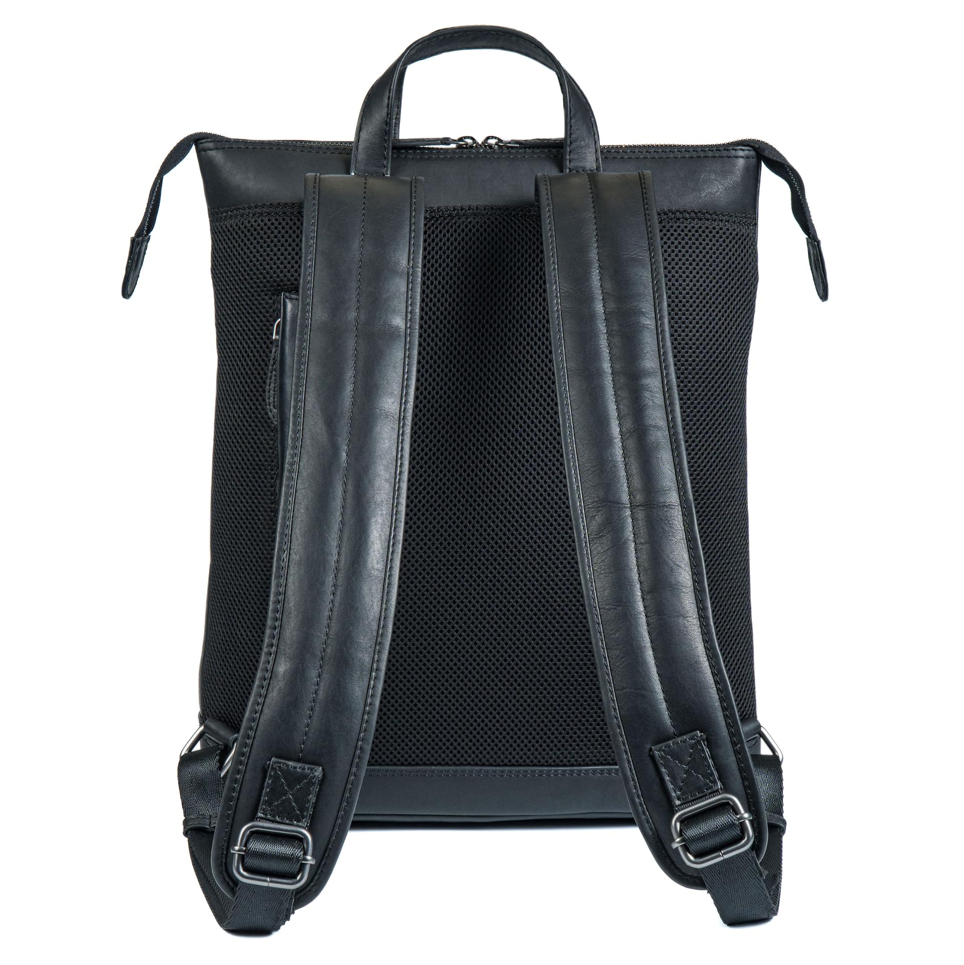 Benthill Torba listonoszka z prawdziwej skóry - plecak na ramię plecak rowerowy plecak trekkingowy - damski plecak męski - skórzany plecak, Czarny (Black)