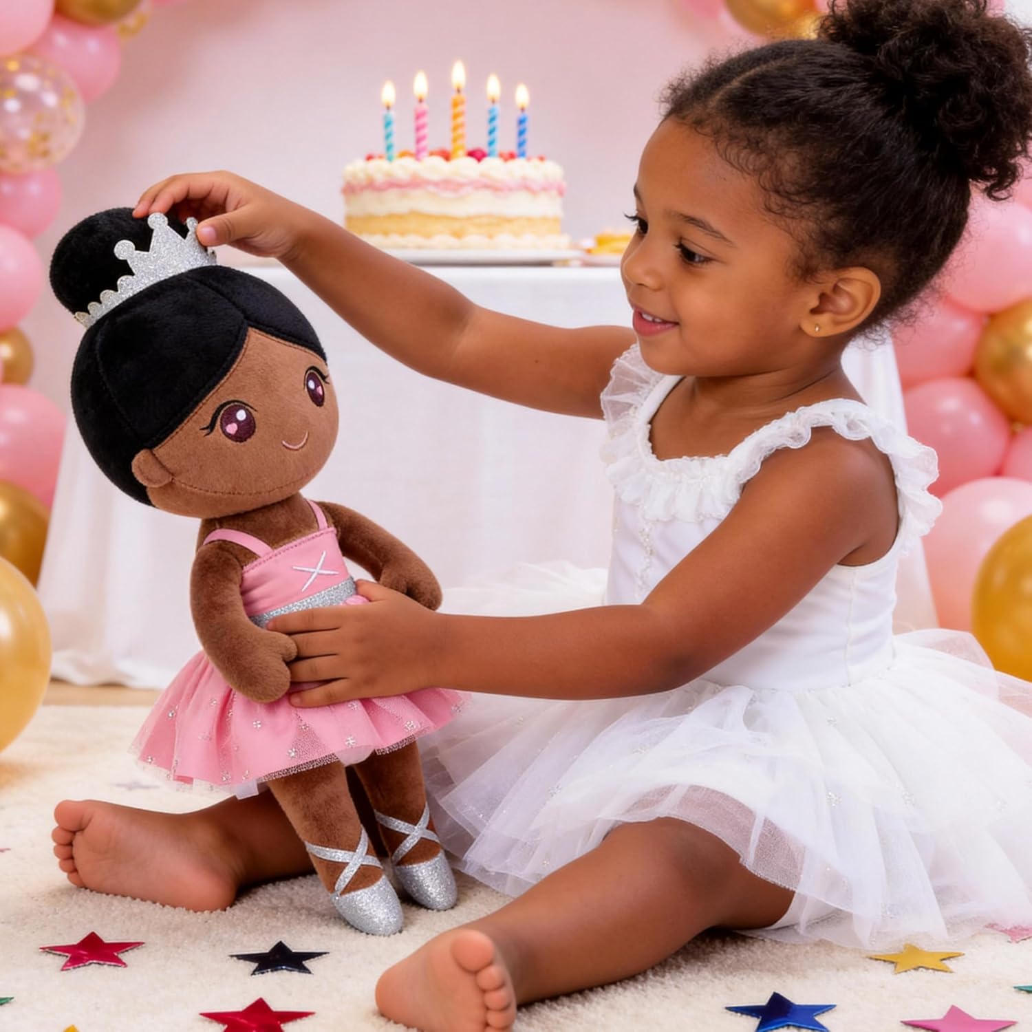 Gloveleya Ballet Dolls Baby Girl Gifts Plush African American Ballerina Doll Bronze