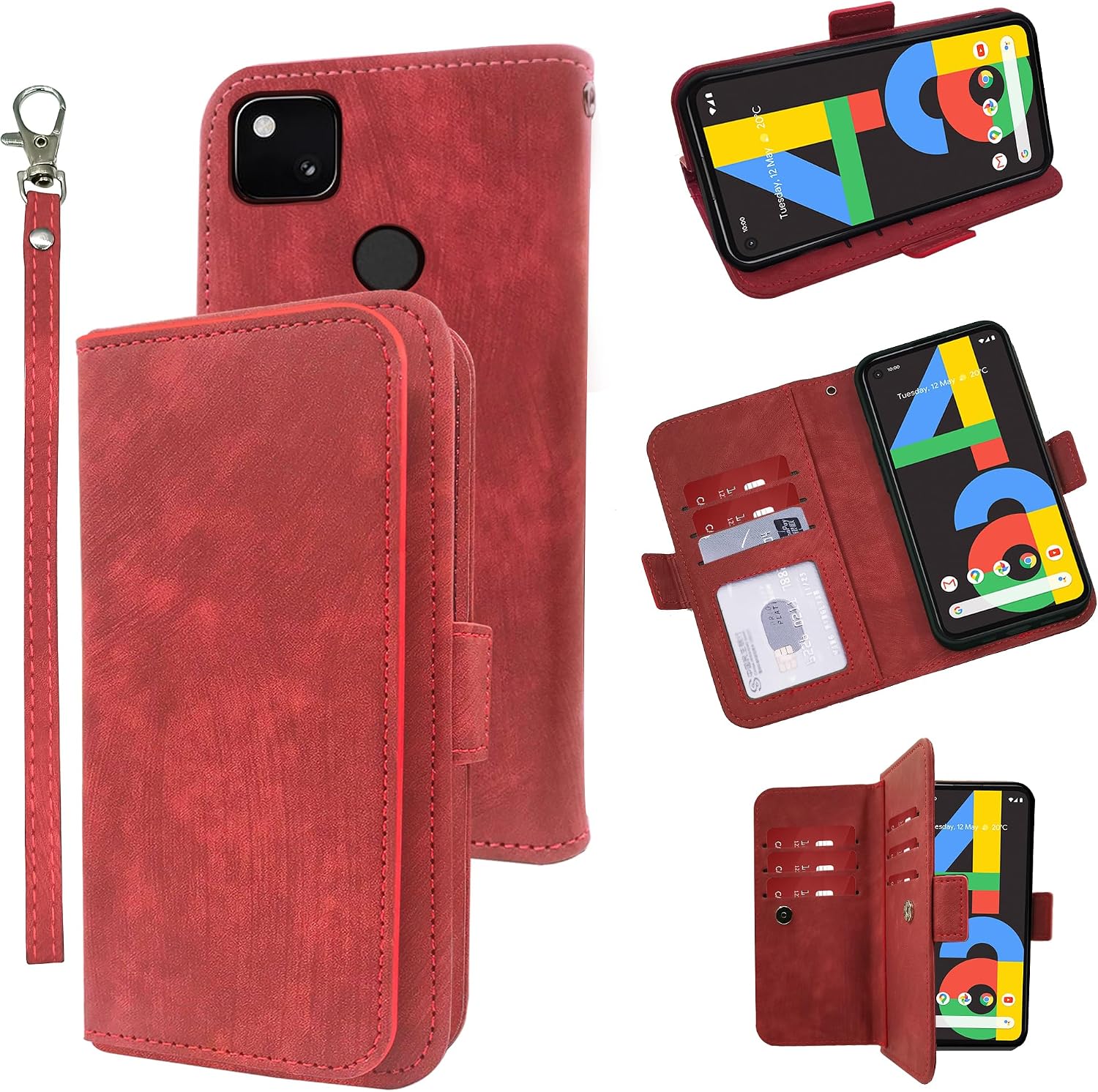 xinyunew Cover for Google Pixel 5 XL/Pixel 4A, PU Leather Wallet Case