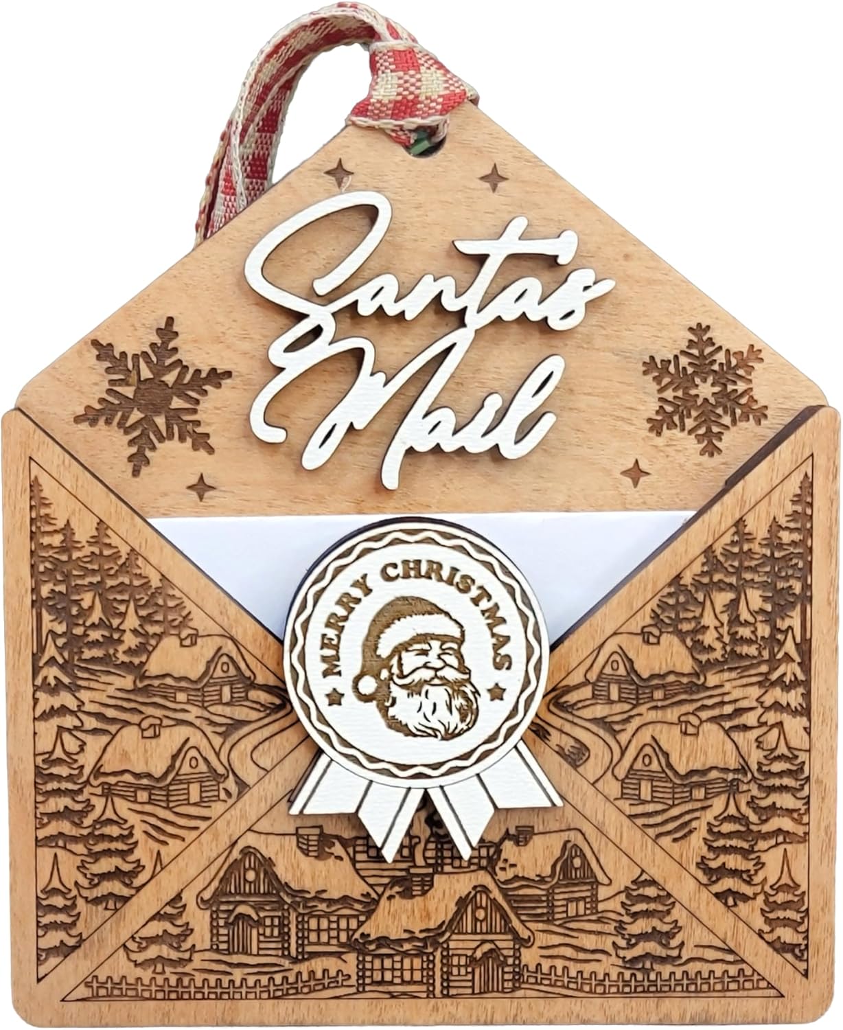 Santa Mailbox Ornament, Christmas Decoration, Santa Mail Decor, Winter Holiday Accent, Laser Cut Ornament, Unique