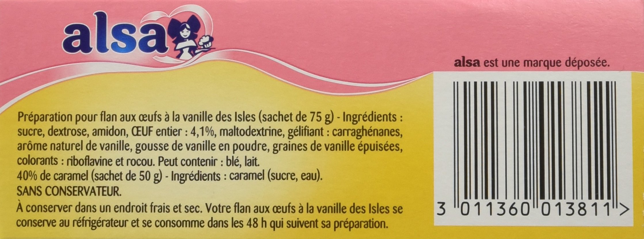 Alsa Préparation Flan Aux Œufs Vanille des Isles 2 Sachets 250g - Lot de 3