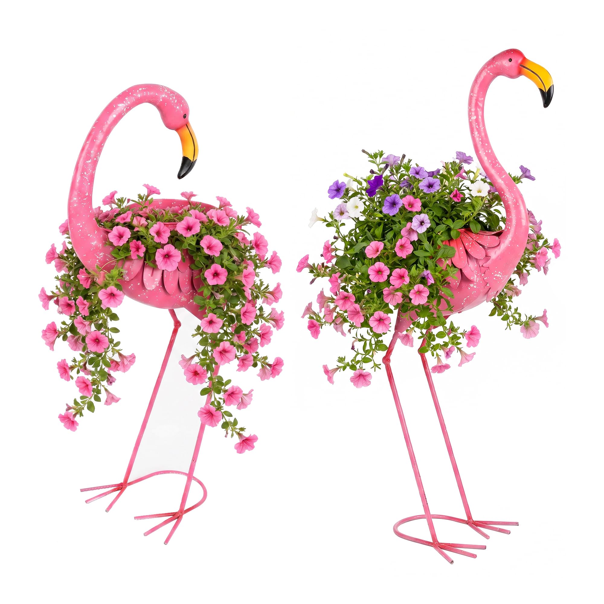 Amazon.com : Chonsun Set of 2 Pink Metal Standing Flamingo Planter