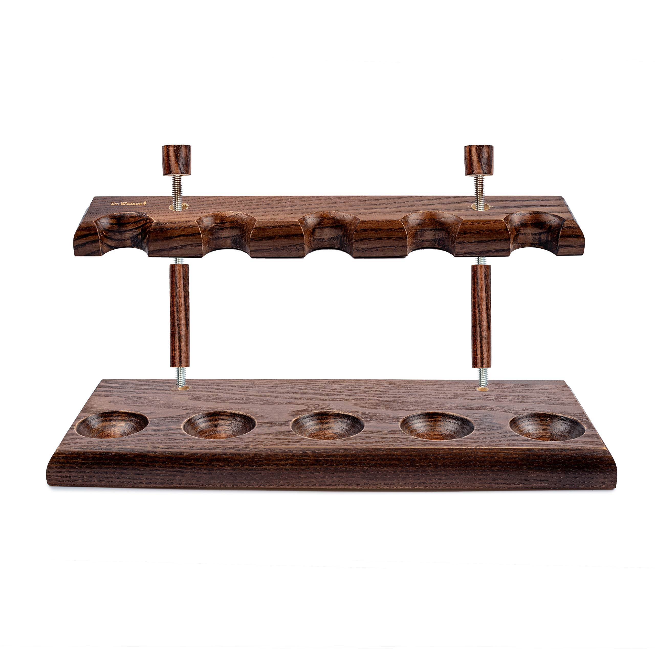 Dr Watson - Soporte de Pipa de Tabaco de Madera, Para 5 Pipetas de Tabaco, Hecho a Mano en Madera Sólida