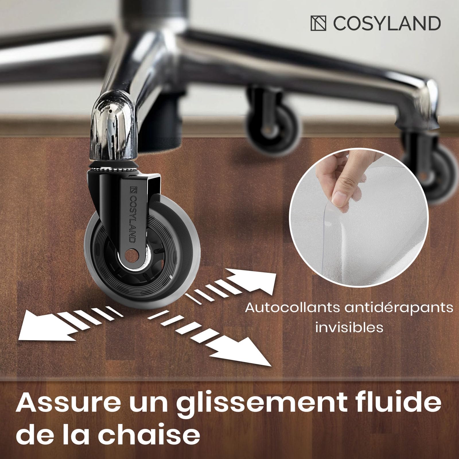 COSYLAND Tapis Chaise de Bureau Effet Givré 90x120cm Antidérapant Protège-Parquet