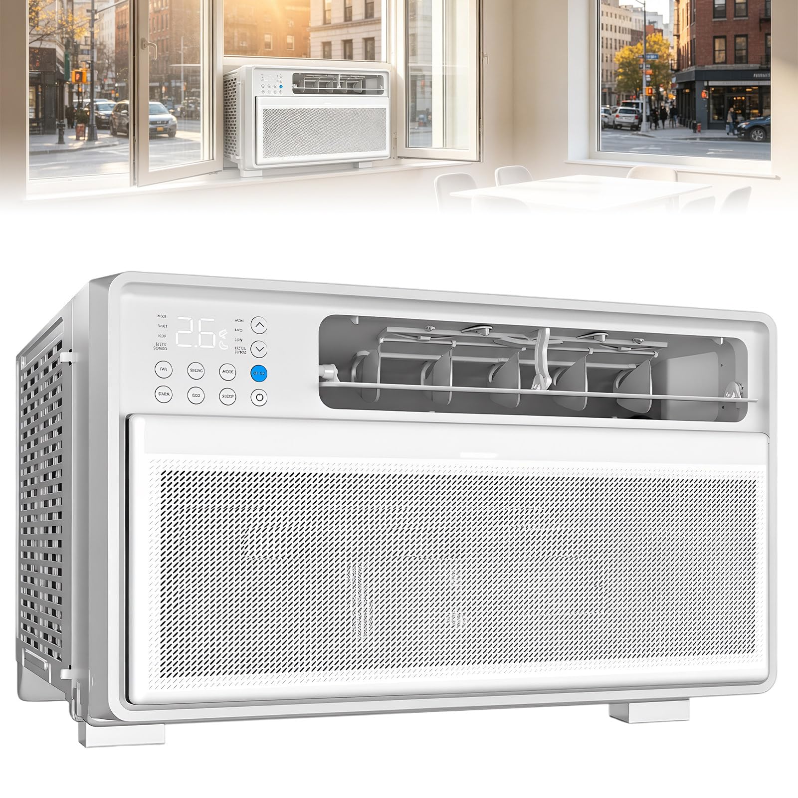 Wangyingxu Window Air Conditioner 9,000 BTU, Full DC Inverter Window AC with Dual Motors, Quiet Operation, Energy Efficient Cooling Unit with Remote, for Bedrooms, Home Offices, Flats & Studios