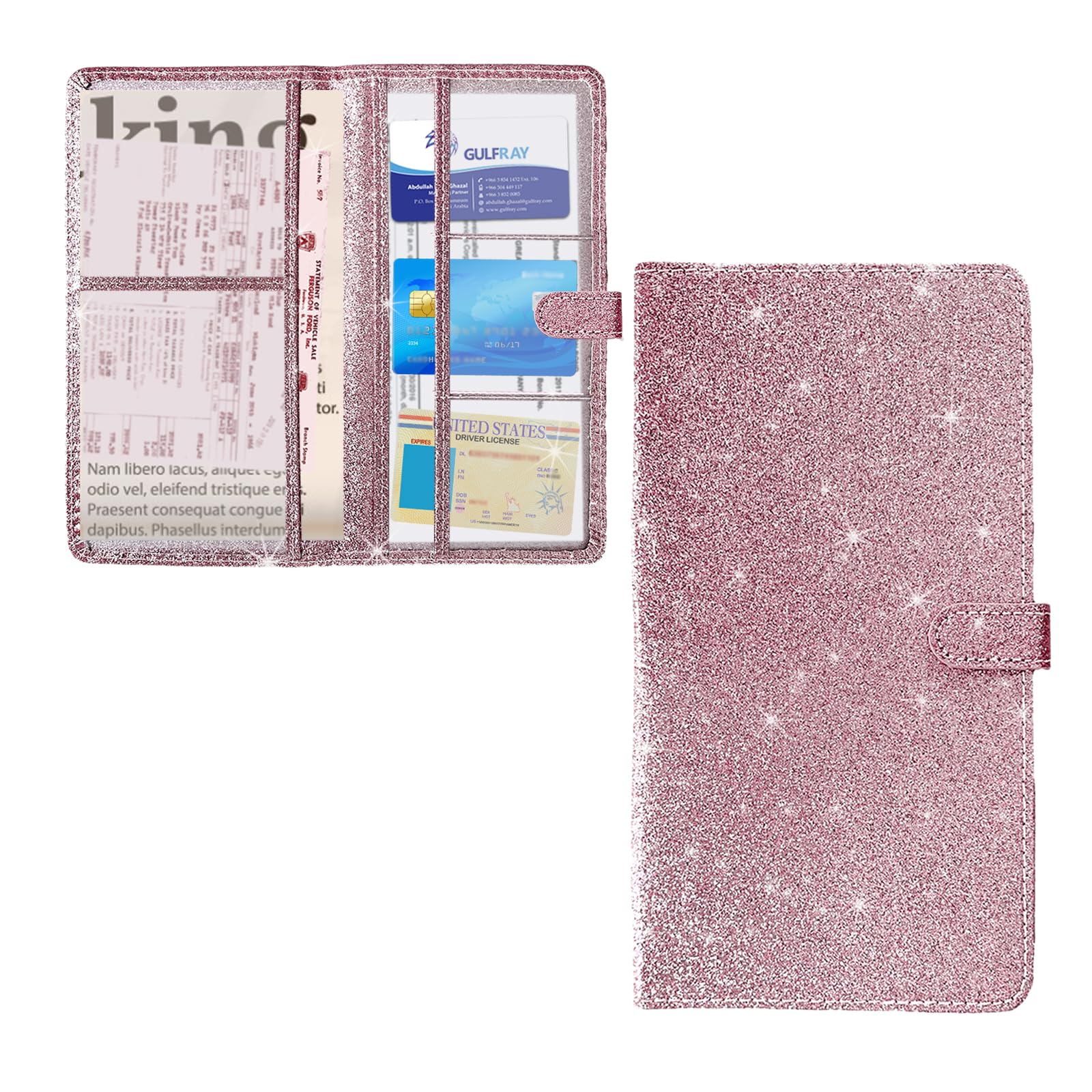 Ziciner Car Registration and Insurance Holder, Auto Card Document Glove Box Organizer with Magnetic Closure, Universal Vehicle Interior Accessories