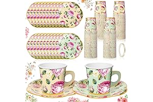 Umigy 60 Sets Disposable Tea Party Cups and Plates Set