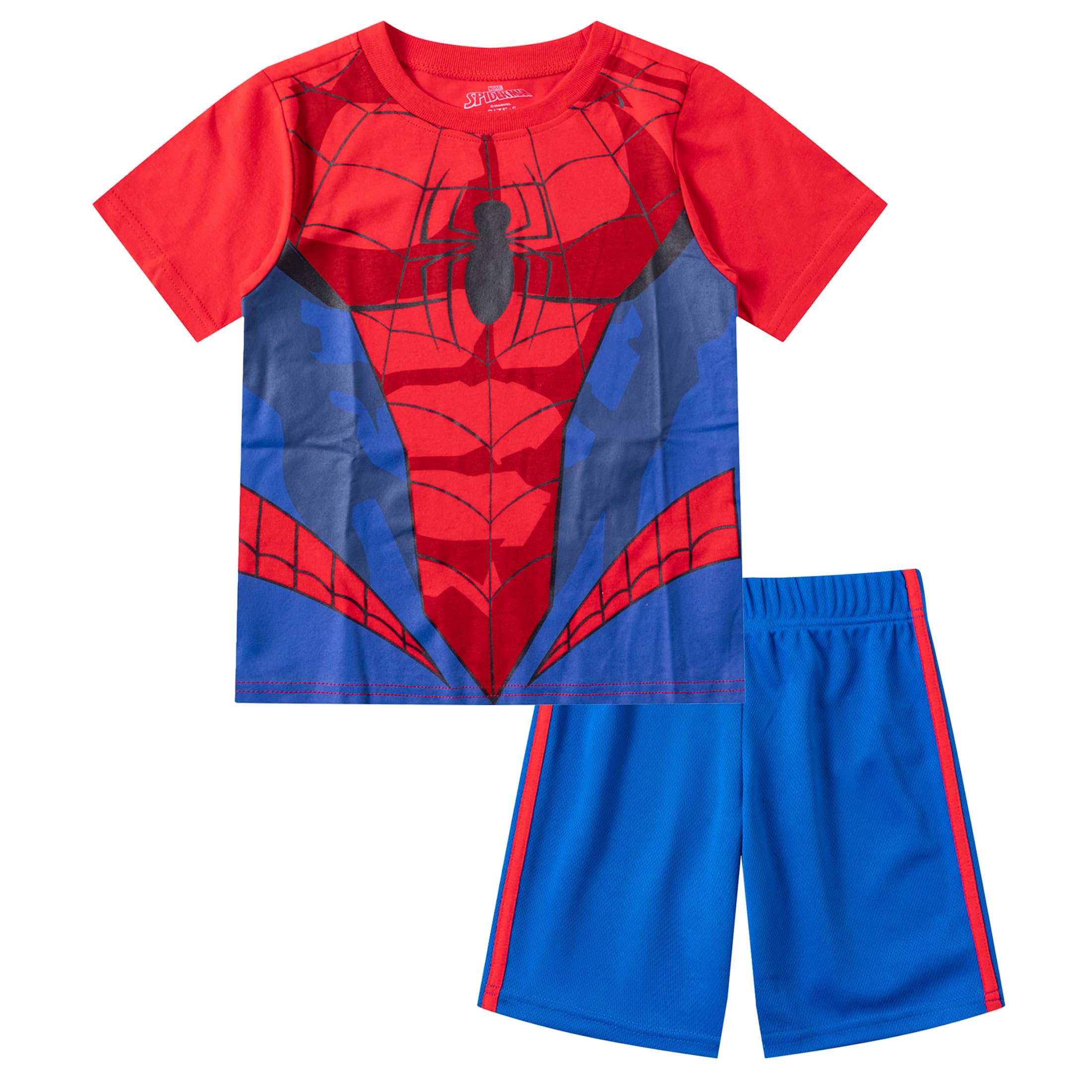 Camiseta de Thor y pantalón corto Marvel conjunto infantil azul y amarillo talla 4T 8