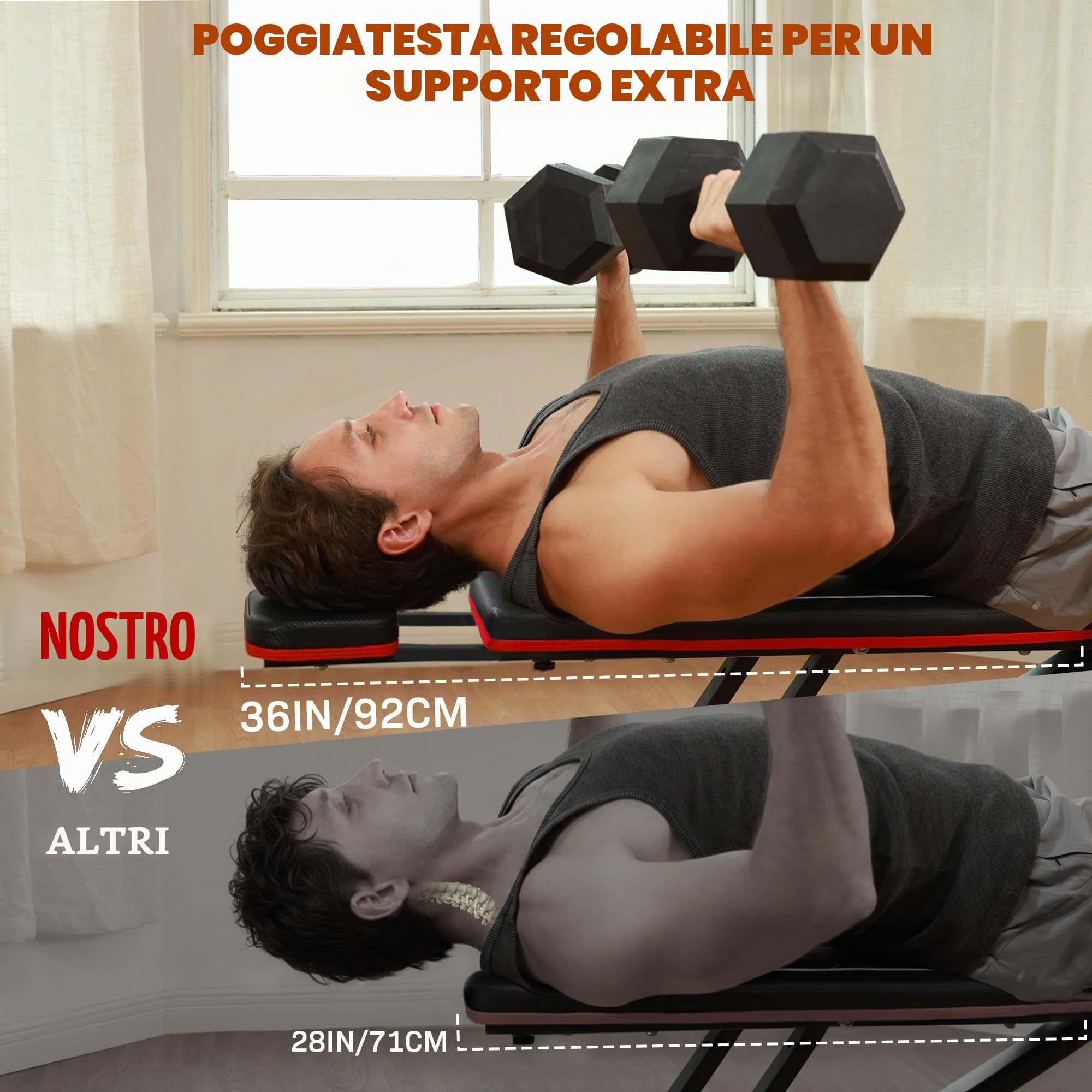 Panca Palestra Multifunzione, Panca Regolabile Panca Pesi con schienale regolabile in 11 posizioni, cuscino regolabile in 3 posizioni, Panca Pesi Pieghevole da 400KG | Panca da Palestra Pieghevole con 84 Posizioni, Facile da Montare e Riporre, seduta più