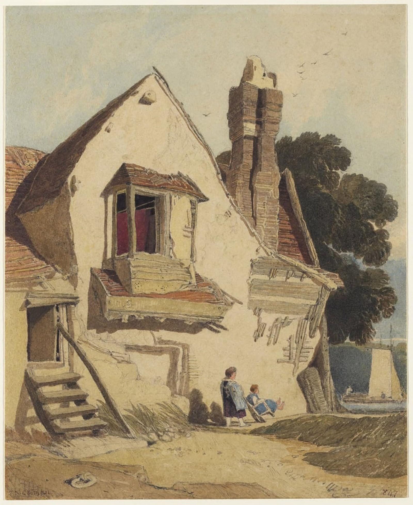 HRJUBWREE Famous Paintings Pictures Artwork Picture Rustic Cottage by Sell Cotman Photo Wall Print for Home Decor 60x90cm