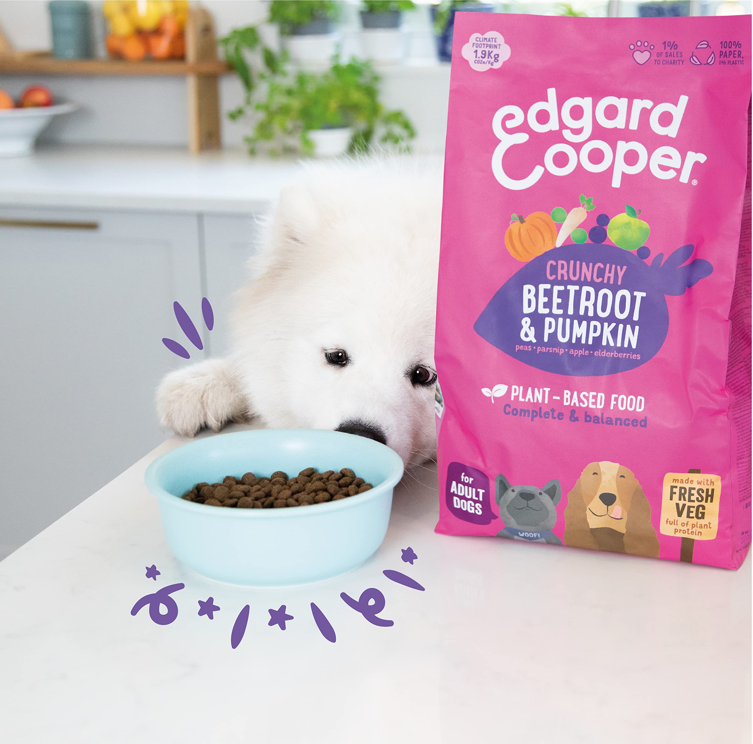 Edgard & Cooper Pienso para Perros Adultos Comida para Perros Seca Natural Sin Gluten Pienso Vegano 7kg Remolacha & Calabaza, Naturalmente fácil de digerir, Alimentación Sana Sabrosa y Equilibrada