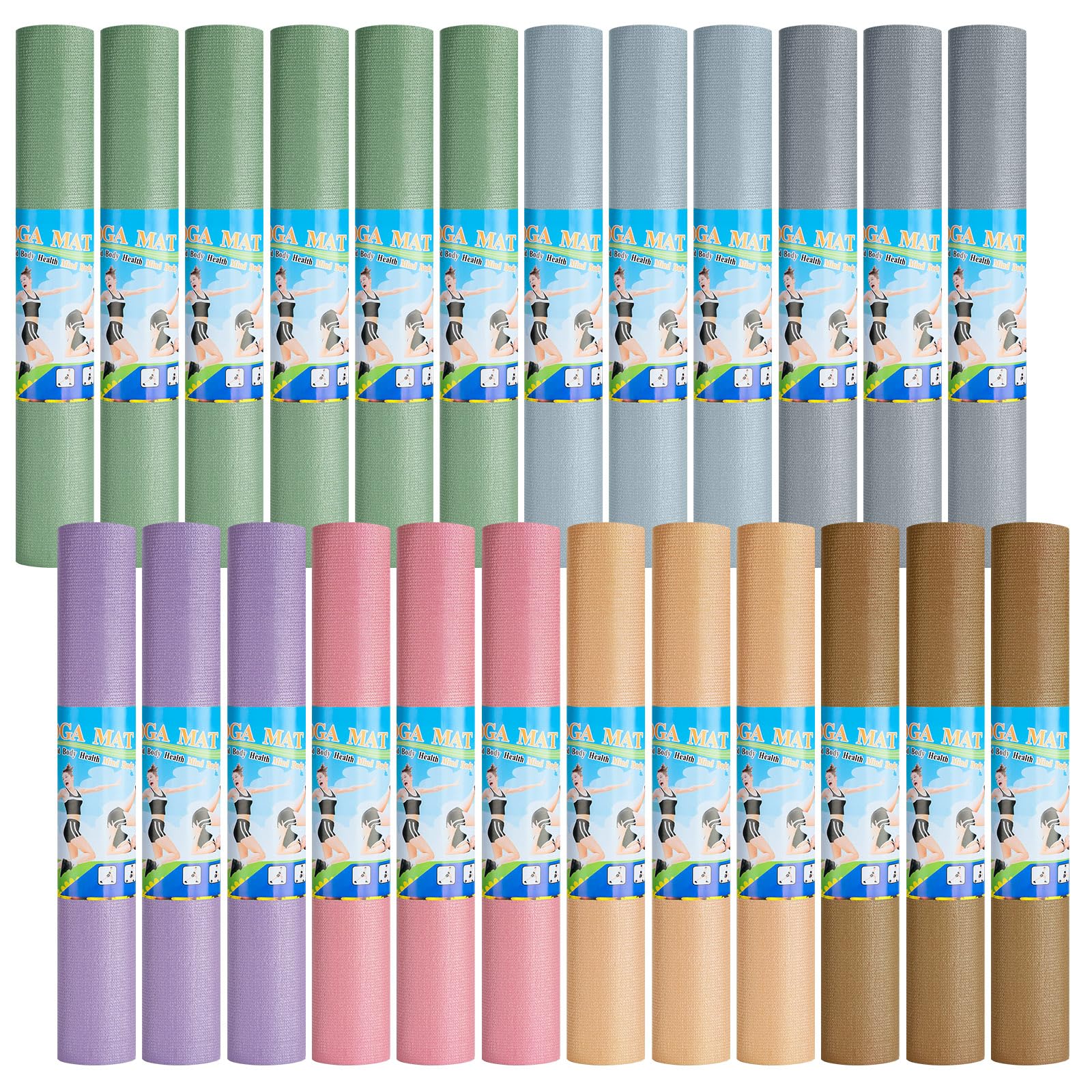 Funtery 24 Pcs 3 mm Thick Yoga Mat Bulk 68 11 x 24 02 Exercise Workout Mat Non
