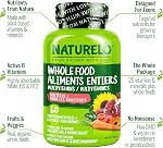 NATURELO Multivitamins Pour les adolescentes/garçons 60 Capsules, Multivitamines alimentaires entières avec minéraux, non OGM, végétarien